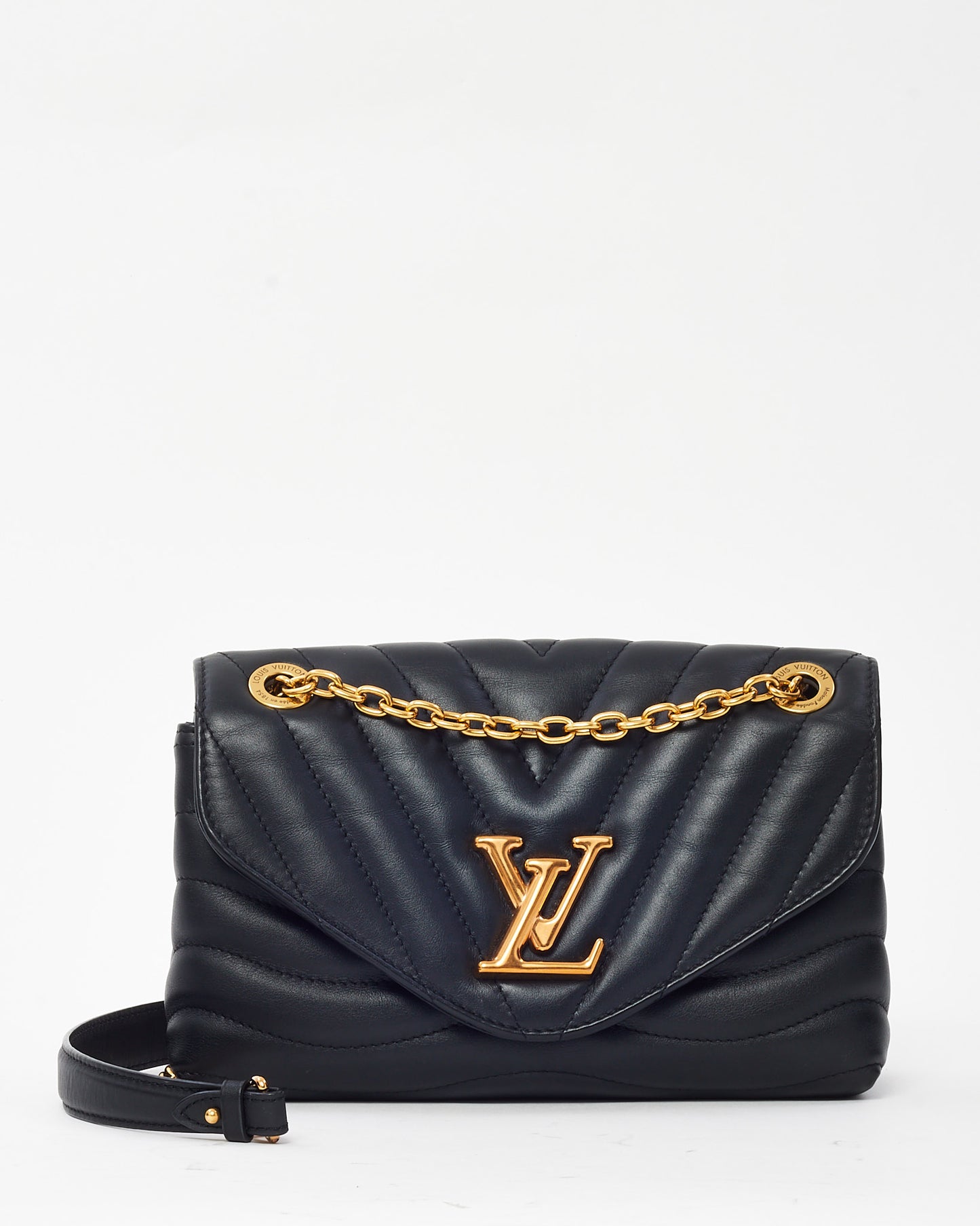 Louis Vuitton Black Calfskin Leather New Wave Chain MM Shoulder Bag GHW