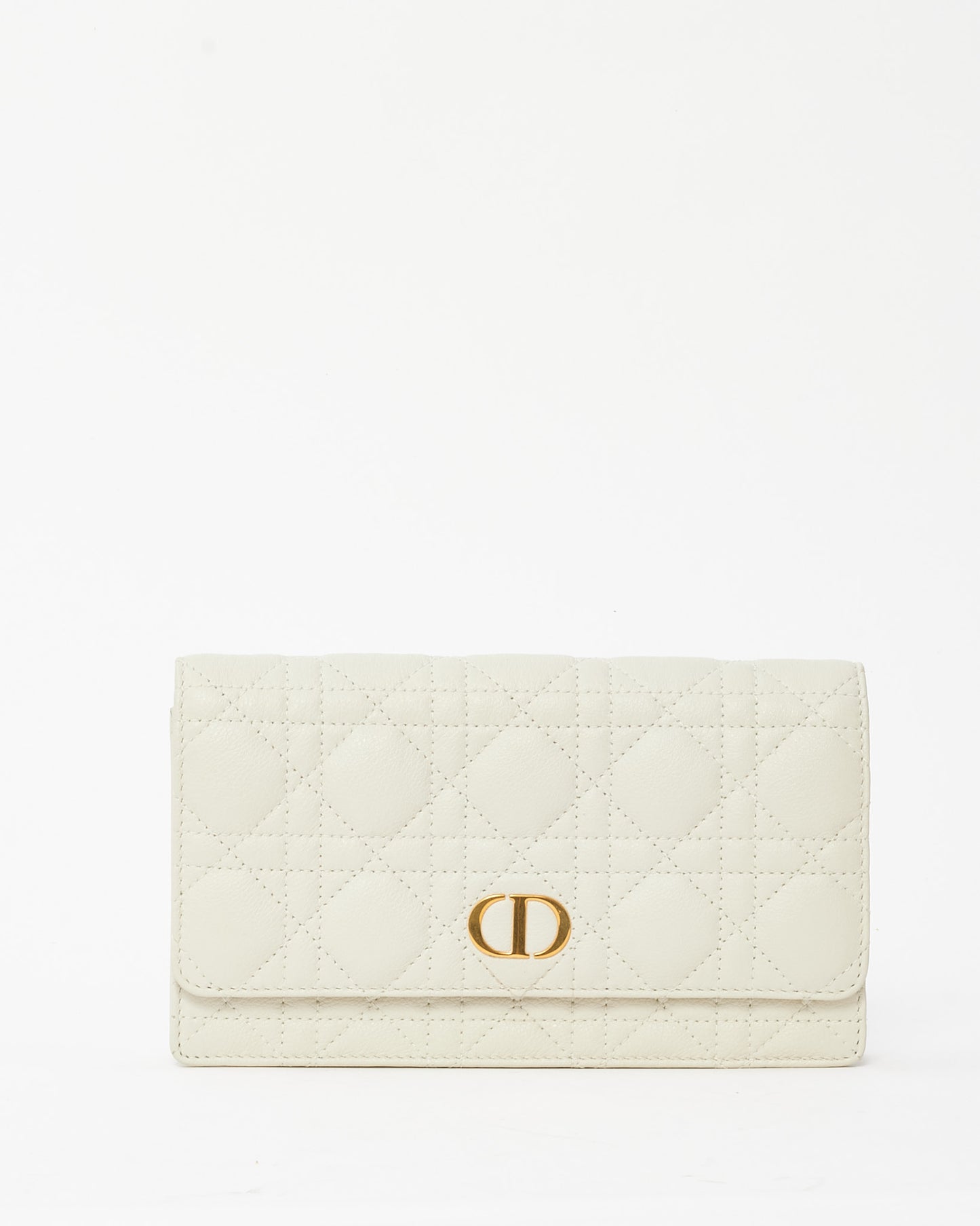 Dior White Latte Supple Cannage Calfskin Dior Caro Pouch Belt Bag Clutch GHW