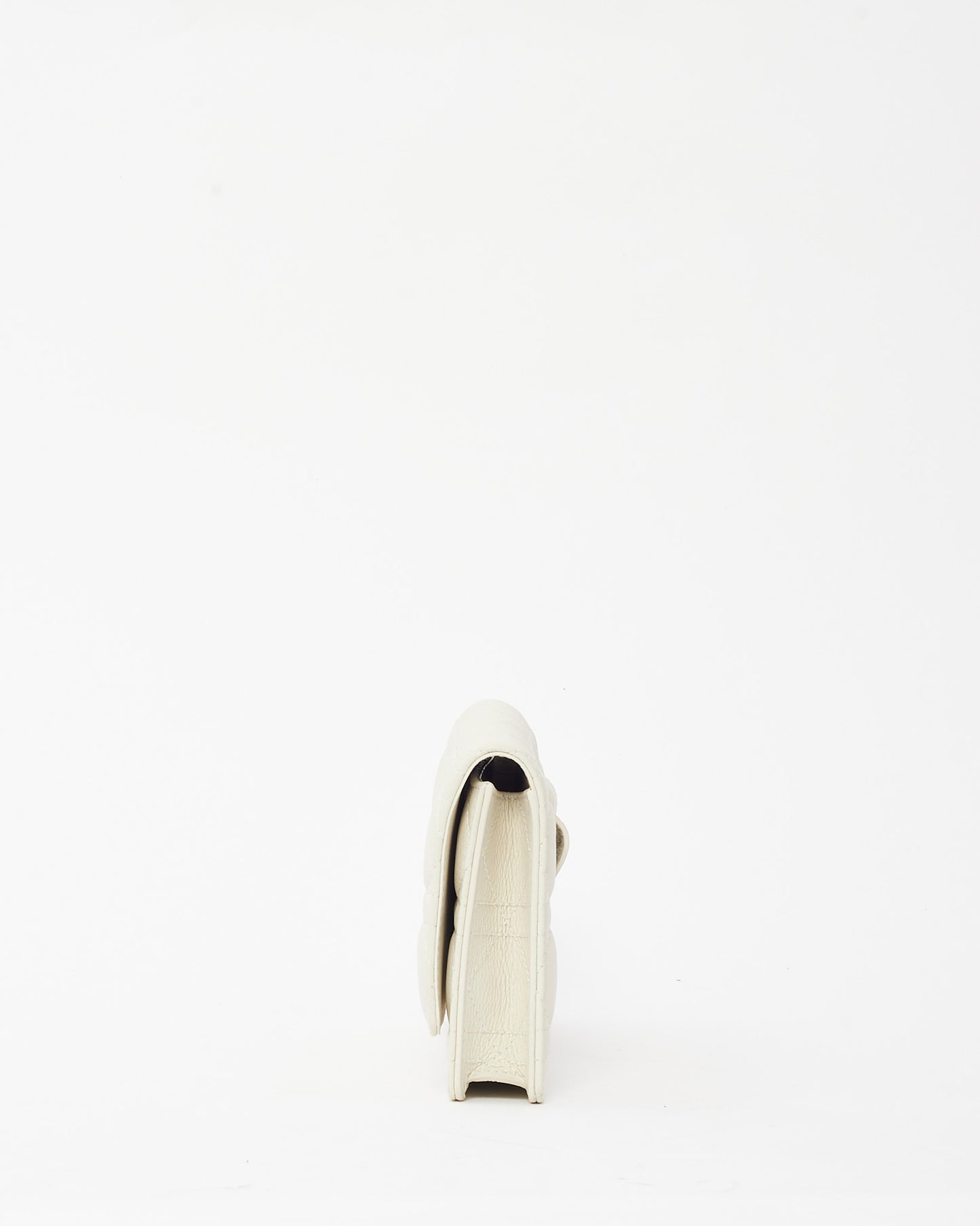 Dior White Latte Supple Cannage Calfskin Dior Caro Pouch Belt Bag Clutch GHW