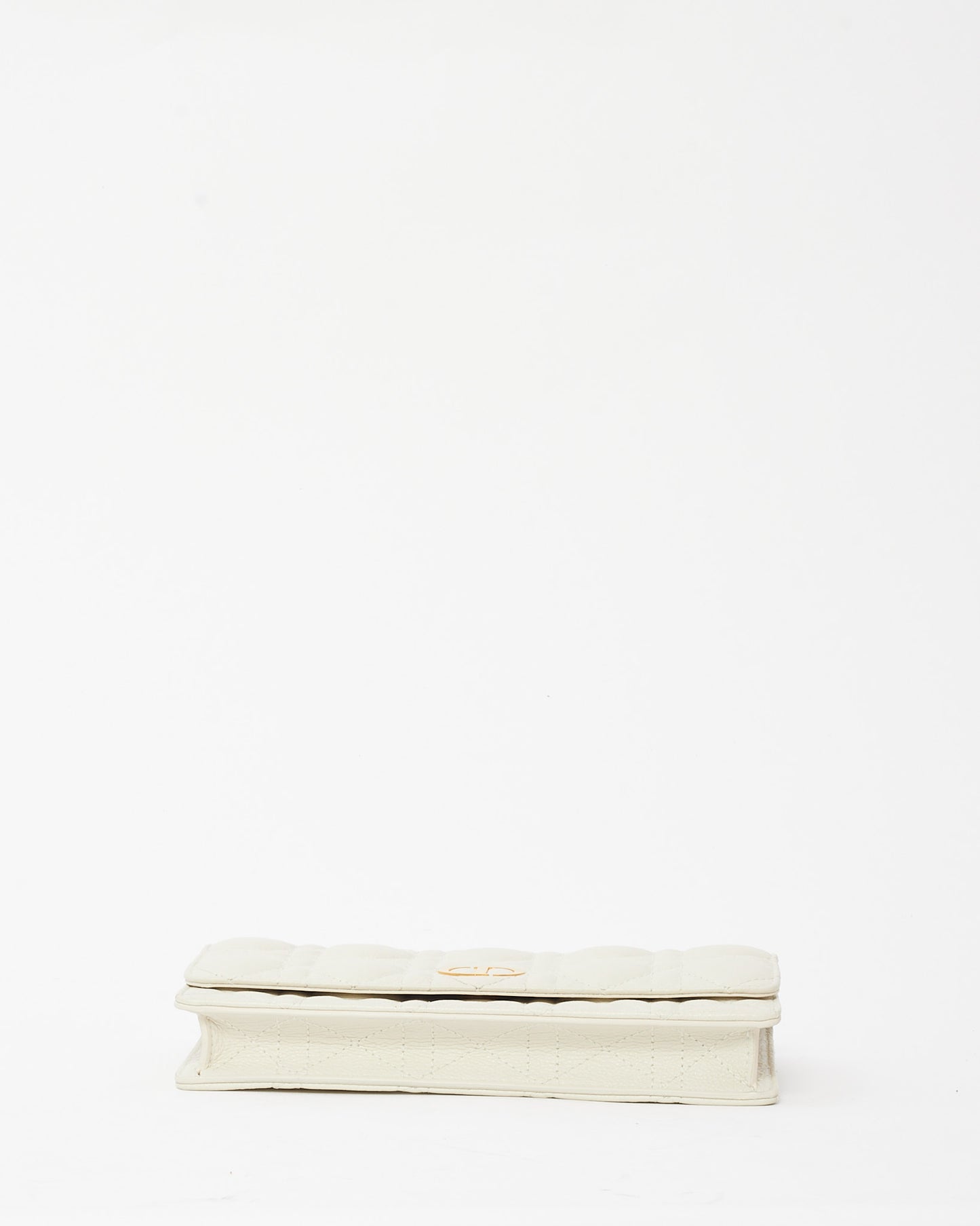 Dior White Latte Supple Cannage Calfskin Dior Caro Pouch Belt Bag Clutch GHW