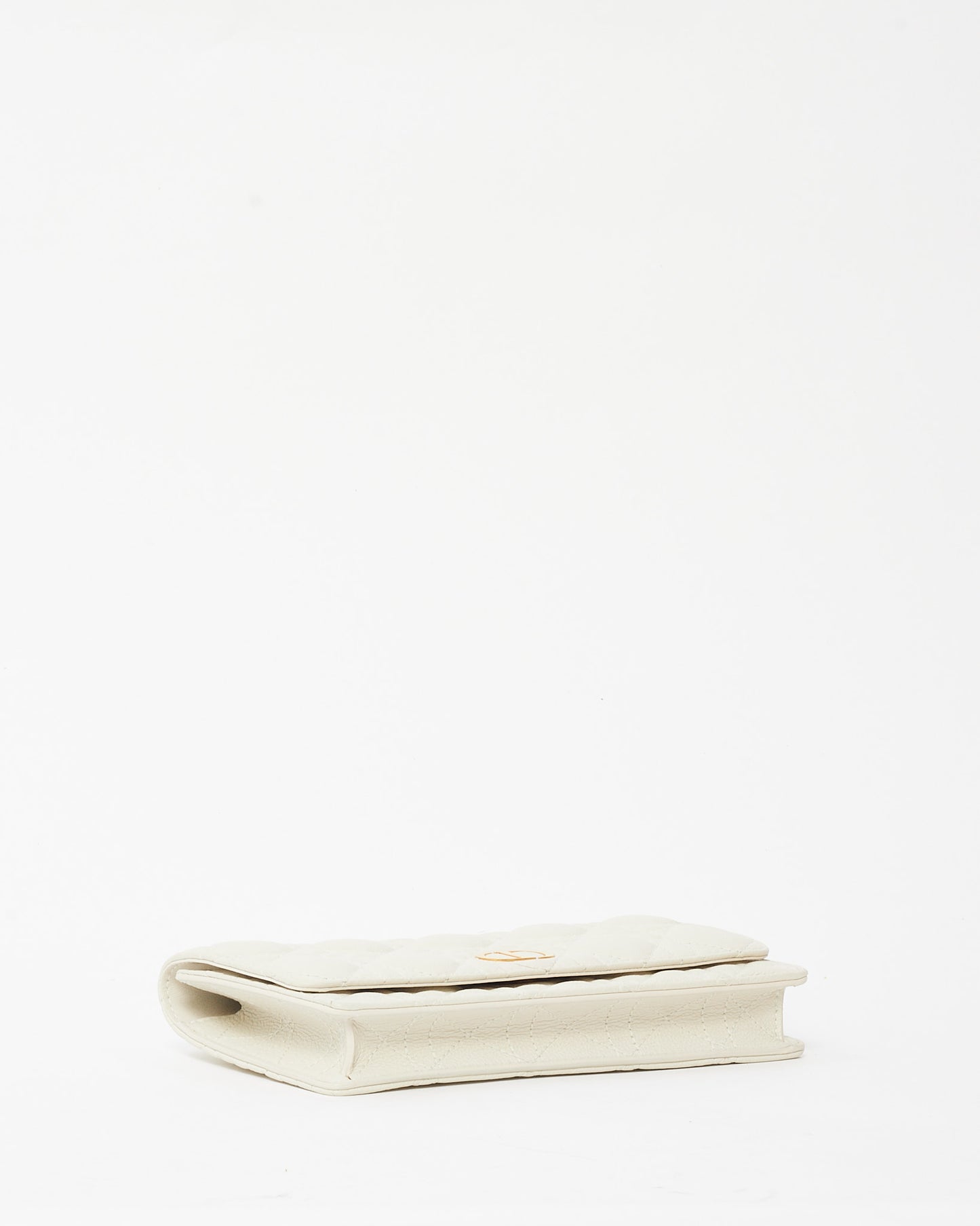 Dior White Latte Supple Cannage Calfskin Dior Caro Pouch Belt Bag Clutch GHW