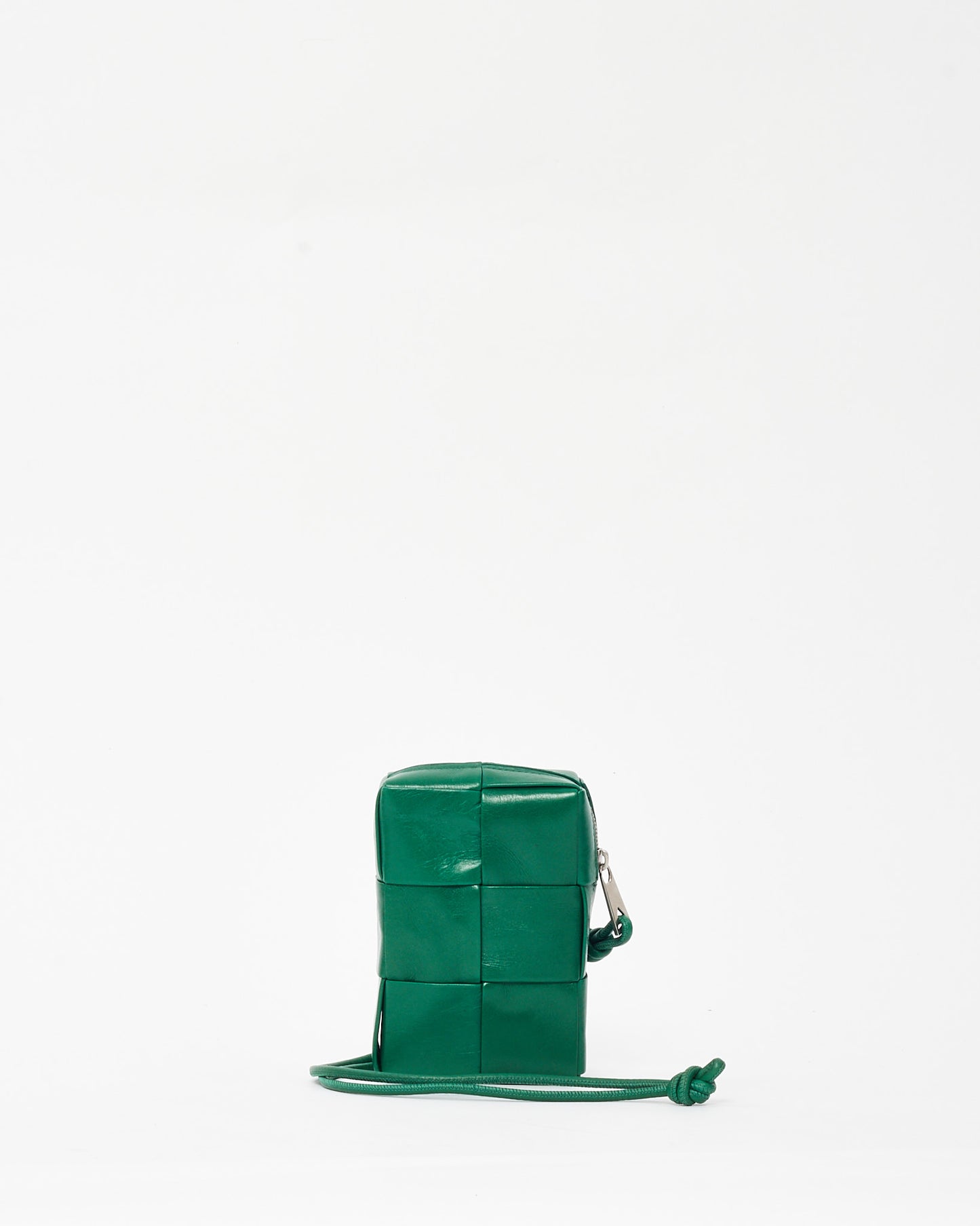 Bottega Veneta Green Intrecciato Leather Cassette Zip Wristlet Pouch
