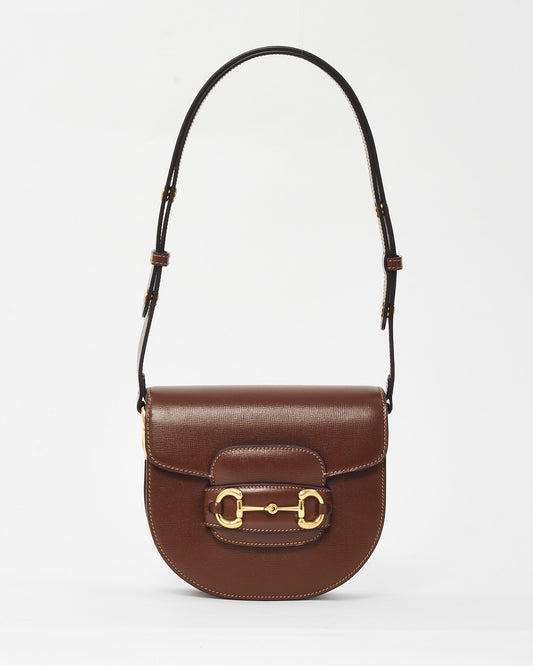 Gucci Brown Azalea Calfskin Round Mini Horsebit 1955 Shoulder Bag