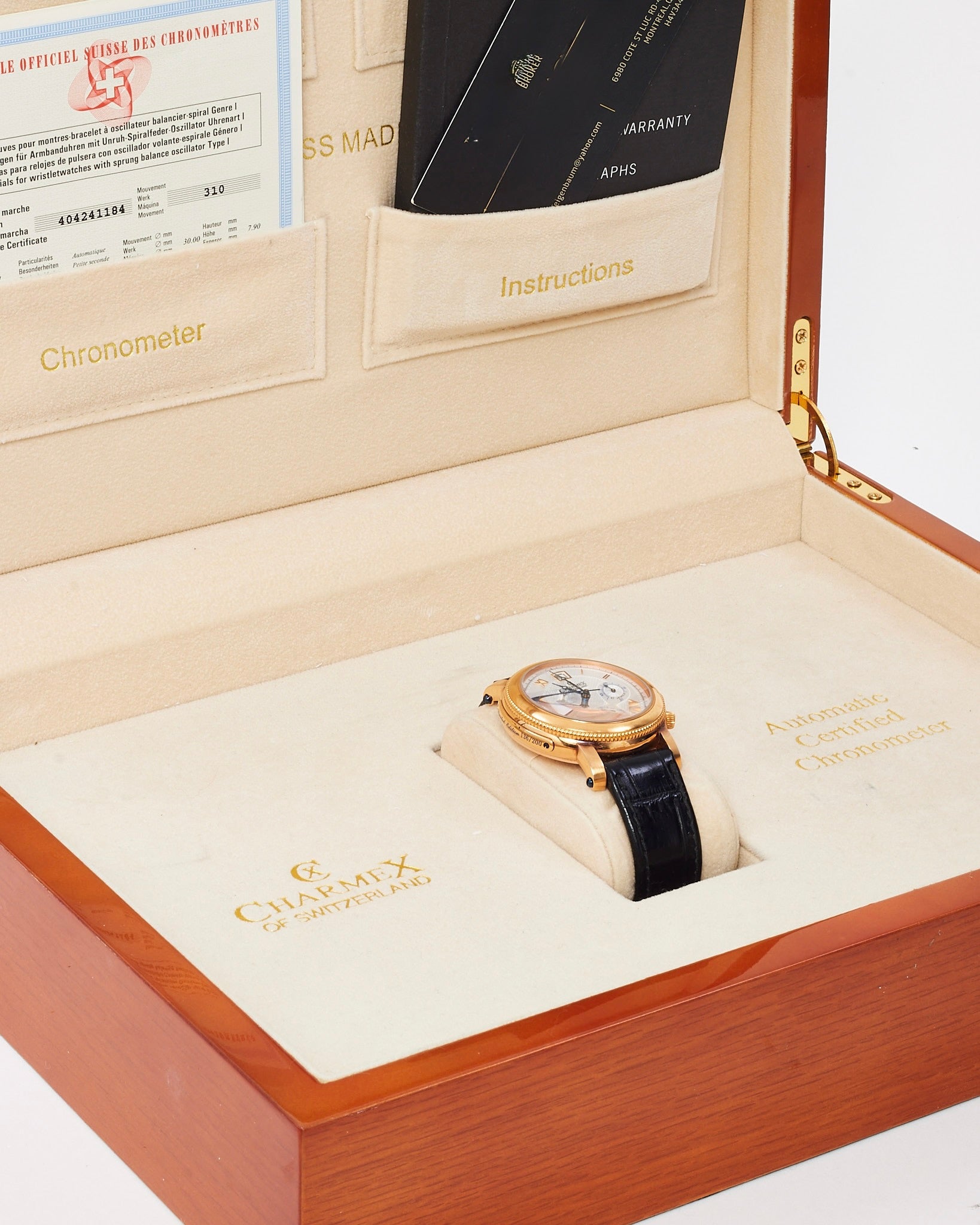 Buy Charmex of Switzerland Black Croc Leather Rose Gold Steel