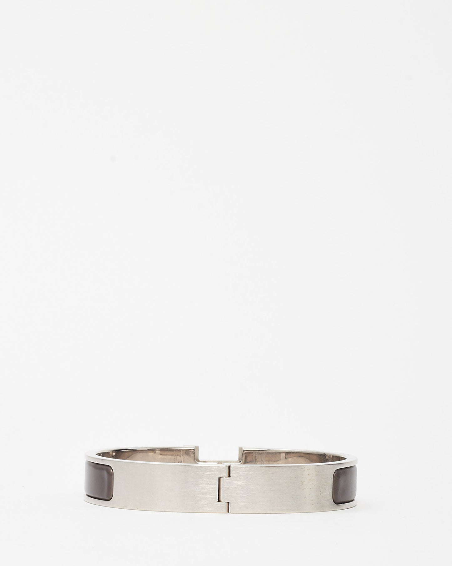 Hermès Silver and Grey Enamel Narrow Clic Clac Bracelet - GM
