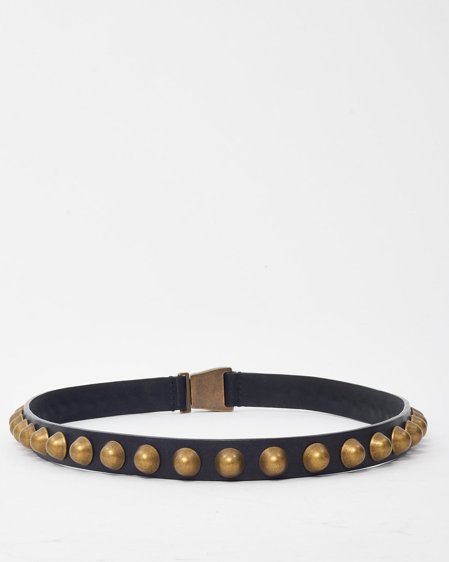 Balenciaga Black Leather Brushed Gold Studded Belt - 70/28