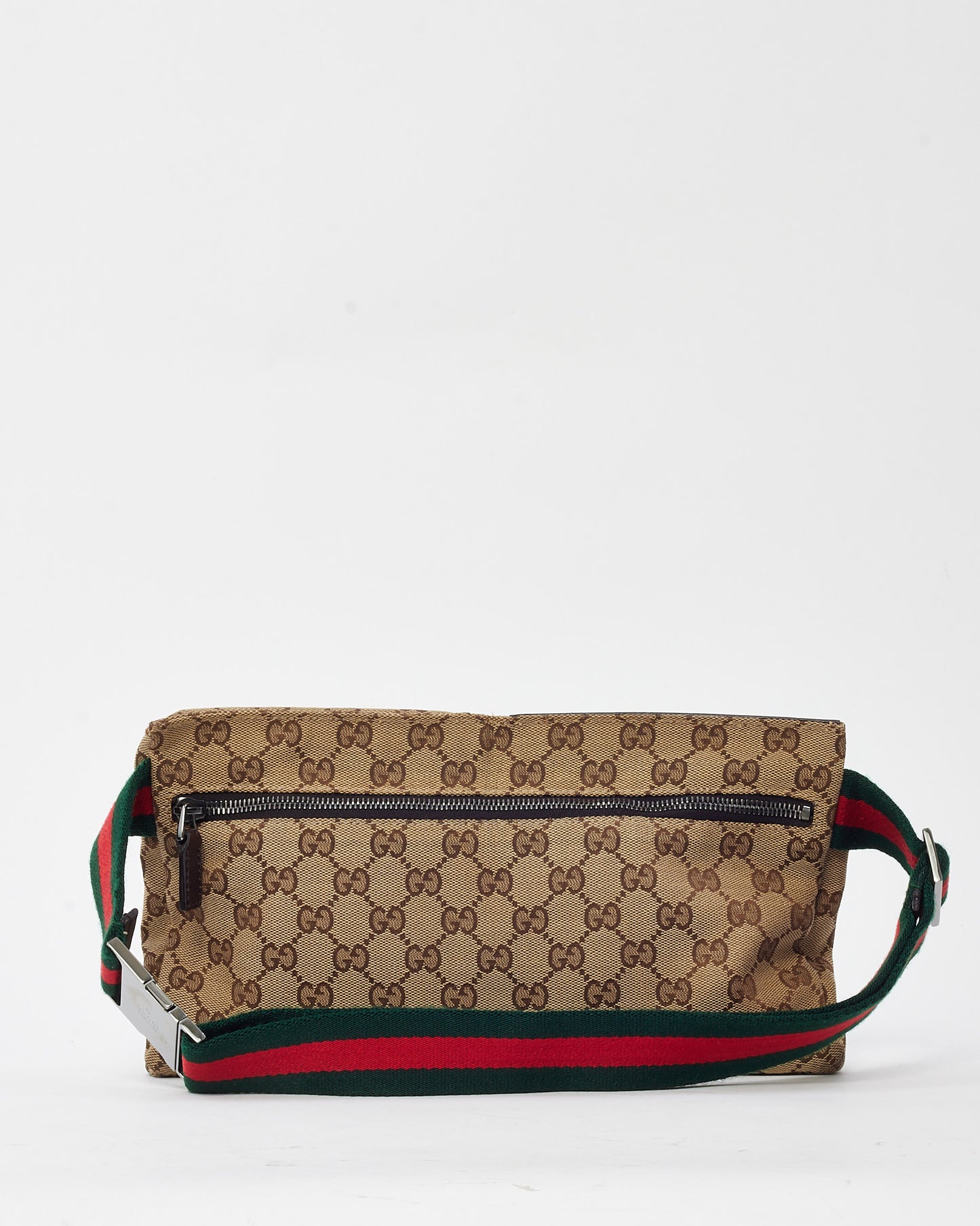 Gucci Beige and Brown Monogram GG Canvas Double Pocket Belt Bag