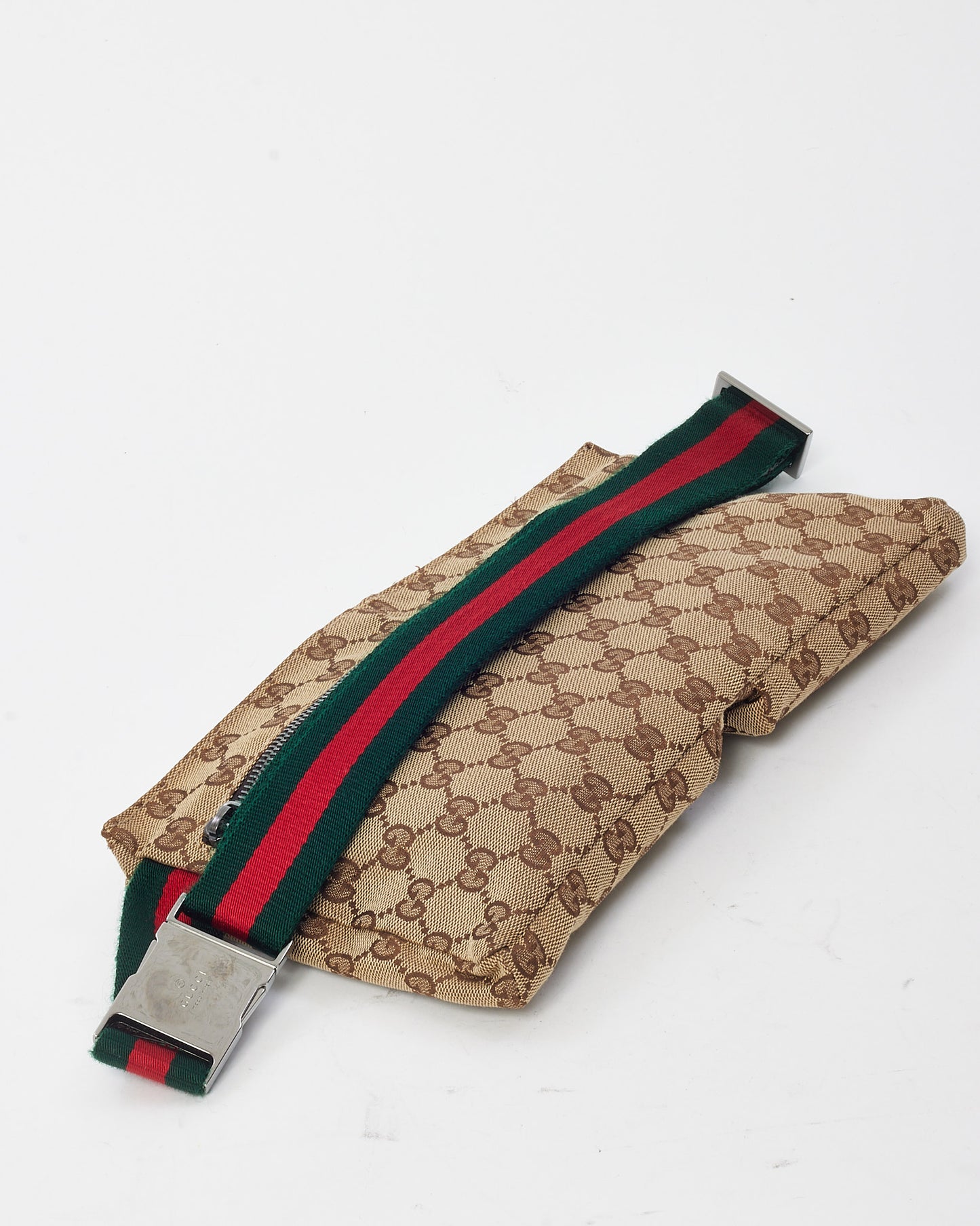 Gucci Beige and Brown Monogram GG Canvas Double Pocket Belt Bag