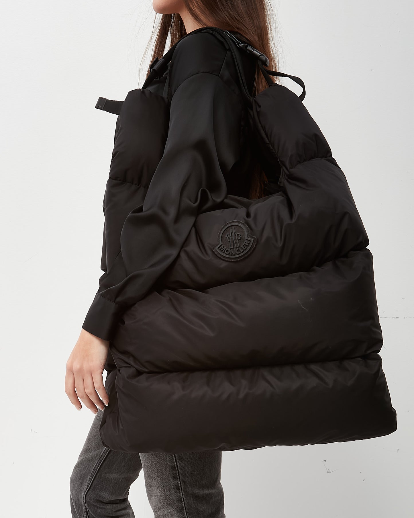Moncler Black Shell Puffer Legere Tote XL with Strap