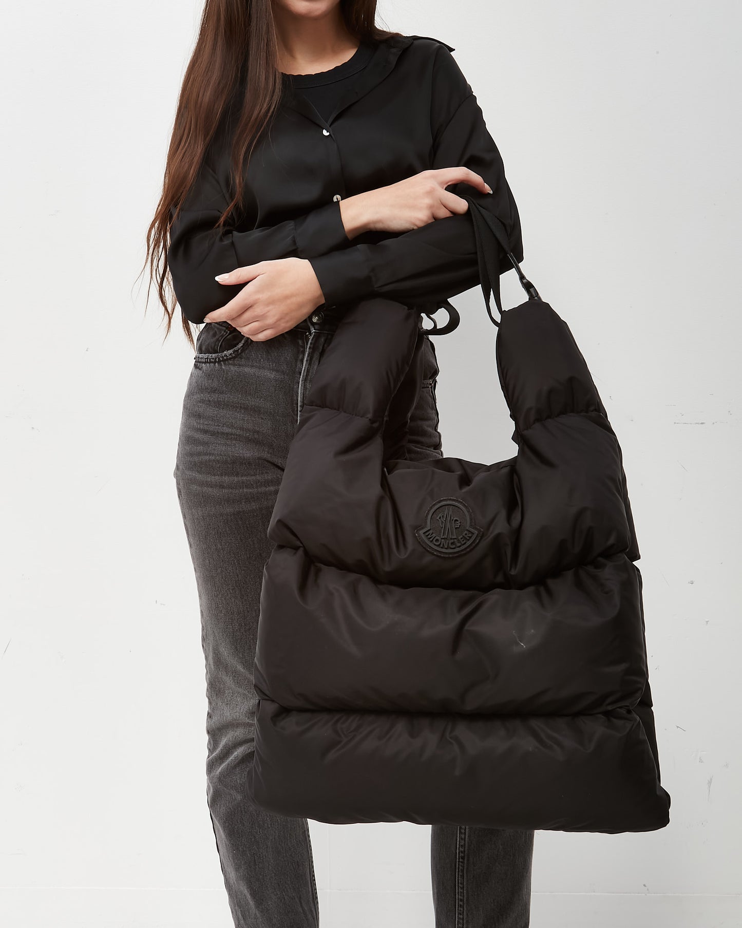 Moncler Black Shell Puffer Legere Tote XL with Strap