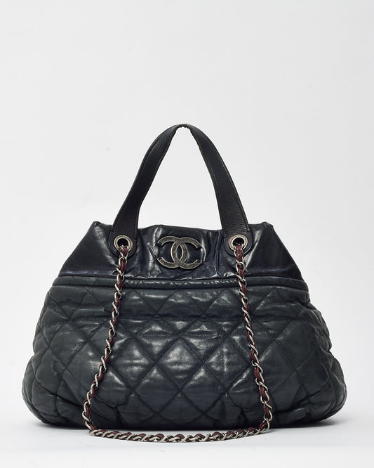 Chanel Black Distressed Calfskin Leather "In The Mix" 2Way Tote Bag