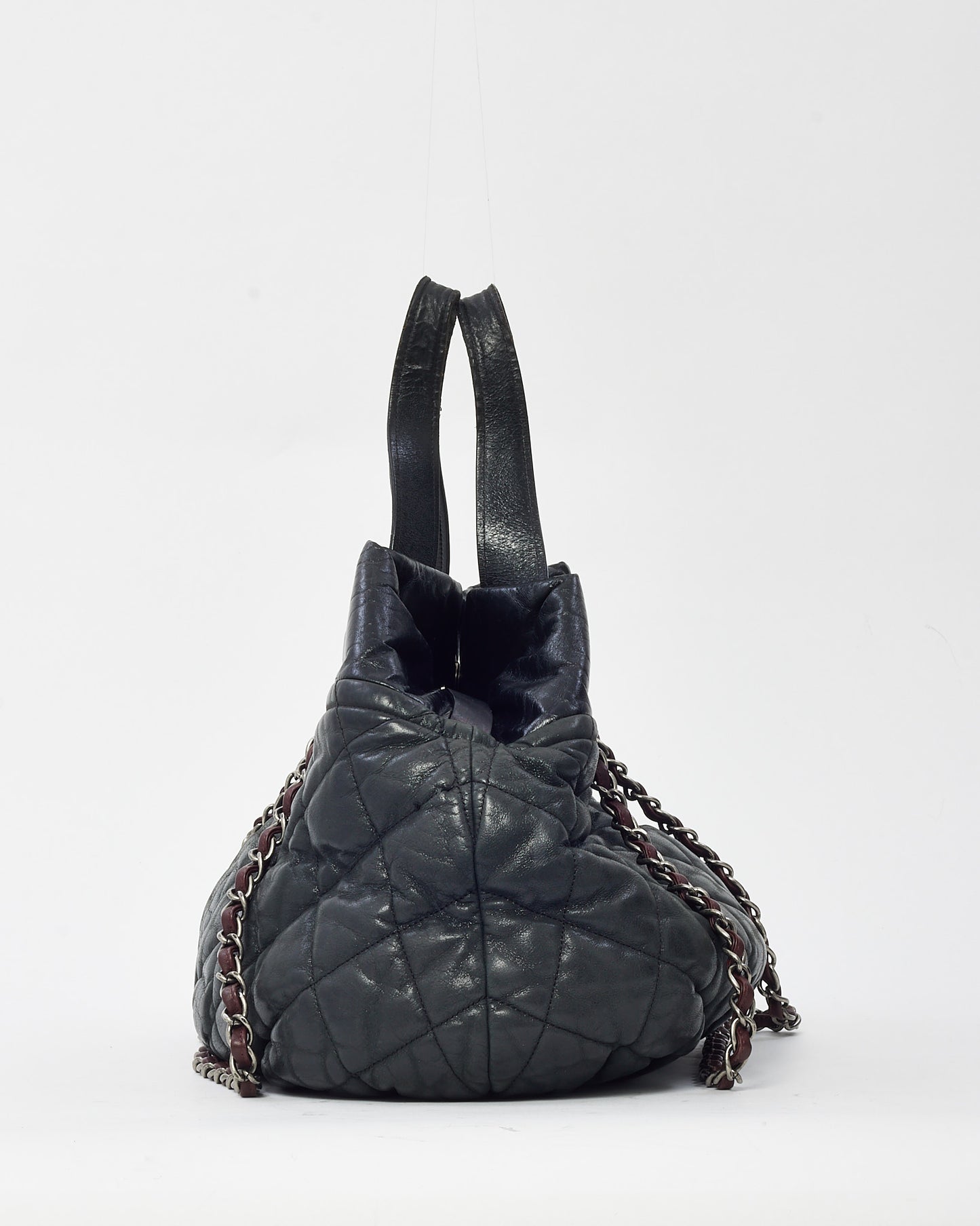 Chanel Black Distressed Calfskin Leather "In The Mix" 2Way Tote Bag