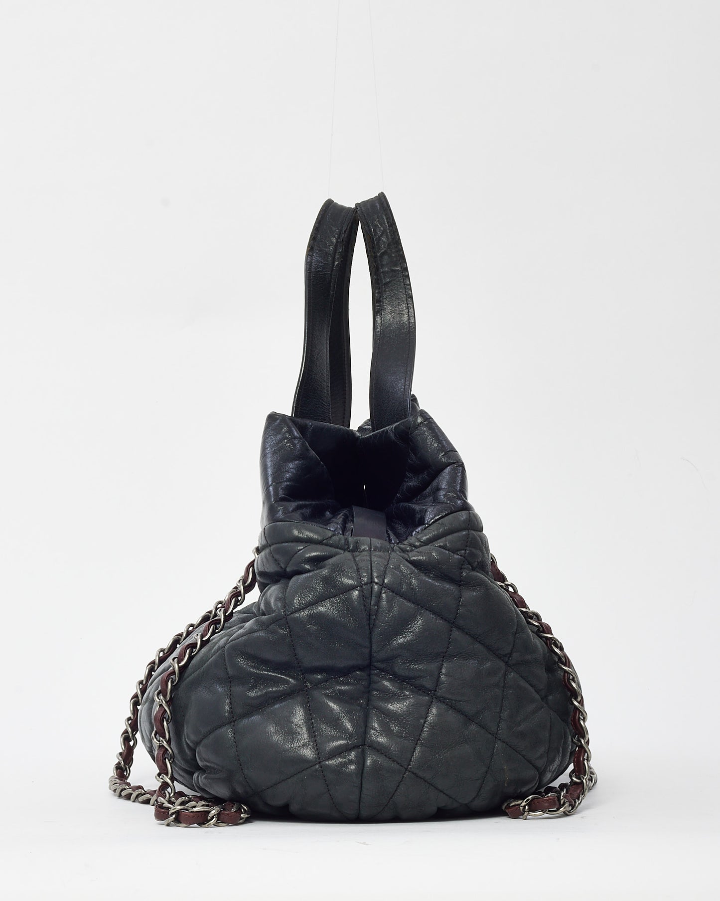 Chanel Black Distressed Calfskin Leather "In The Mix" 2Way Tote Bag