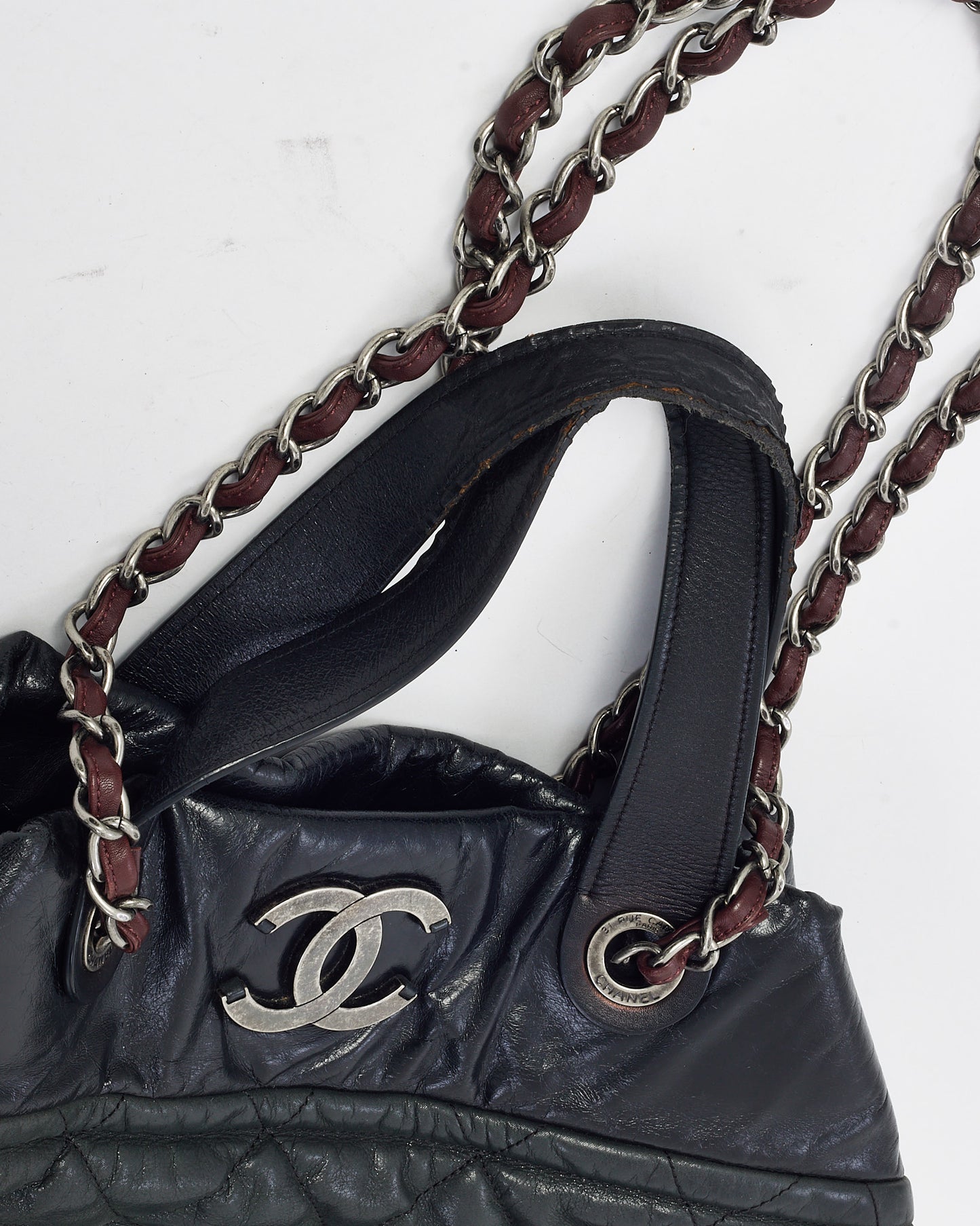 Chanel Black Distressed Calfskin Leather "In The Mix" 2Way Tote Bag