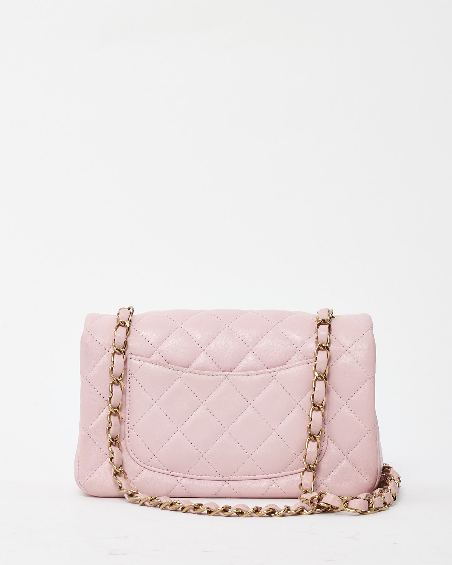 Chanel Pink Lambskin Leather Mini Rectangular Flap Bag GHW