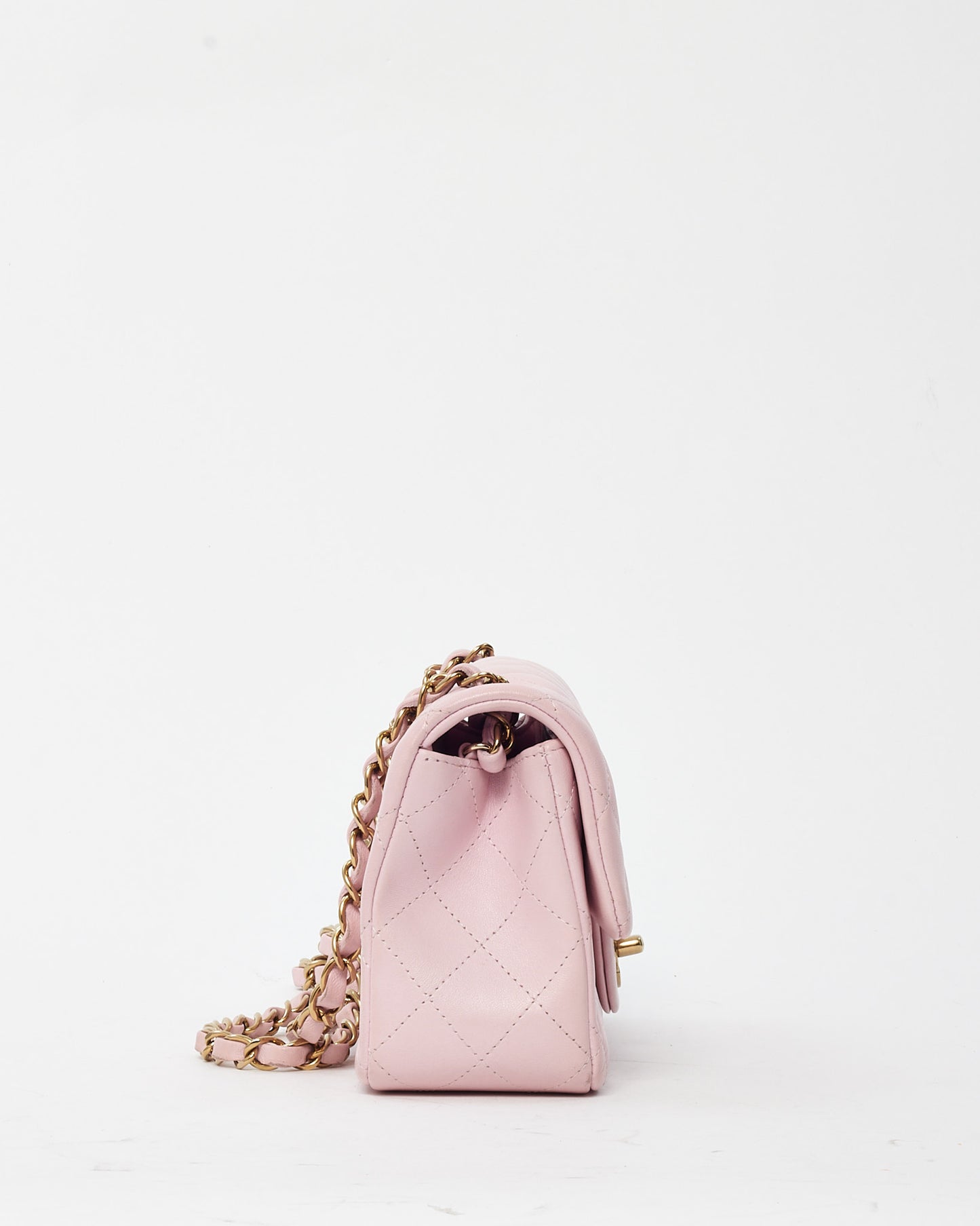 Chanel Pink Lambskin Leather Mini Rectangular Flap Bag GHW