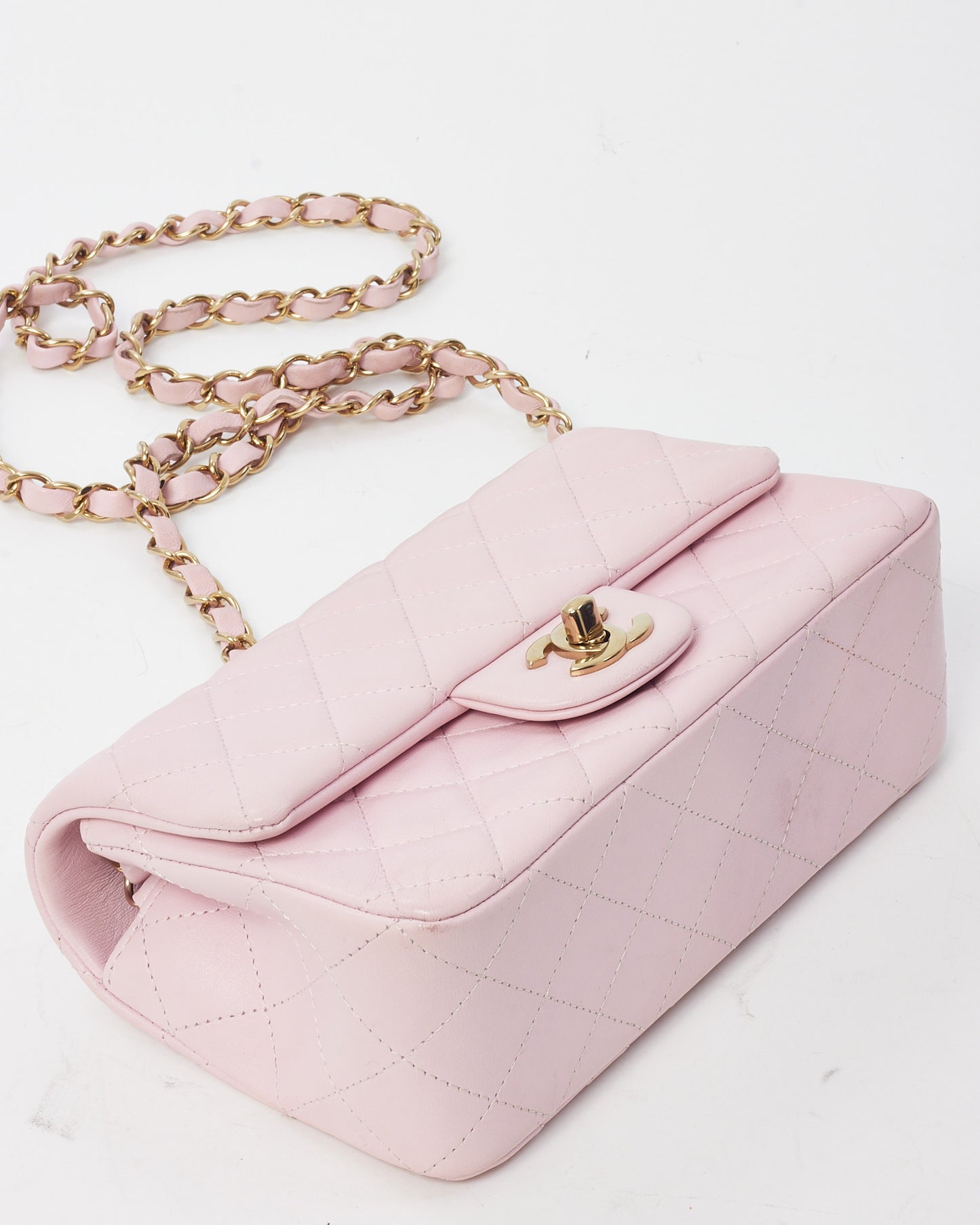 Chanel Pink Lambskin Leather Mini Rectangular Flap Bag GHW