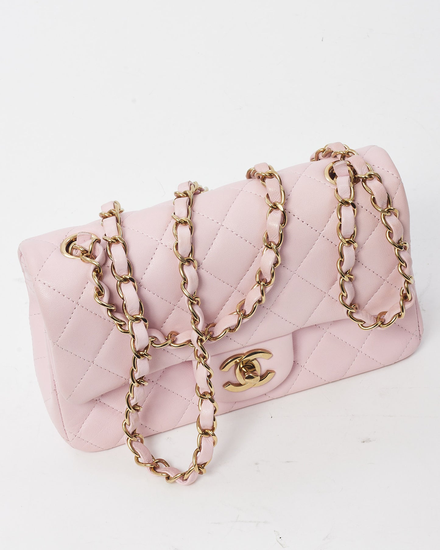 Chanel Pink Lambskin Leather Mini Rectangular Flap Bag GHW