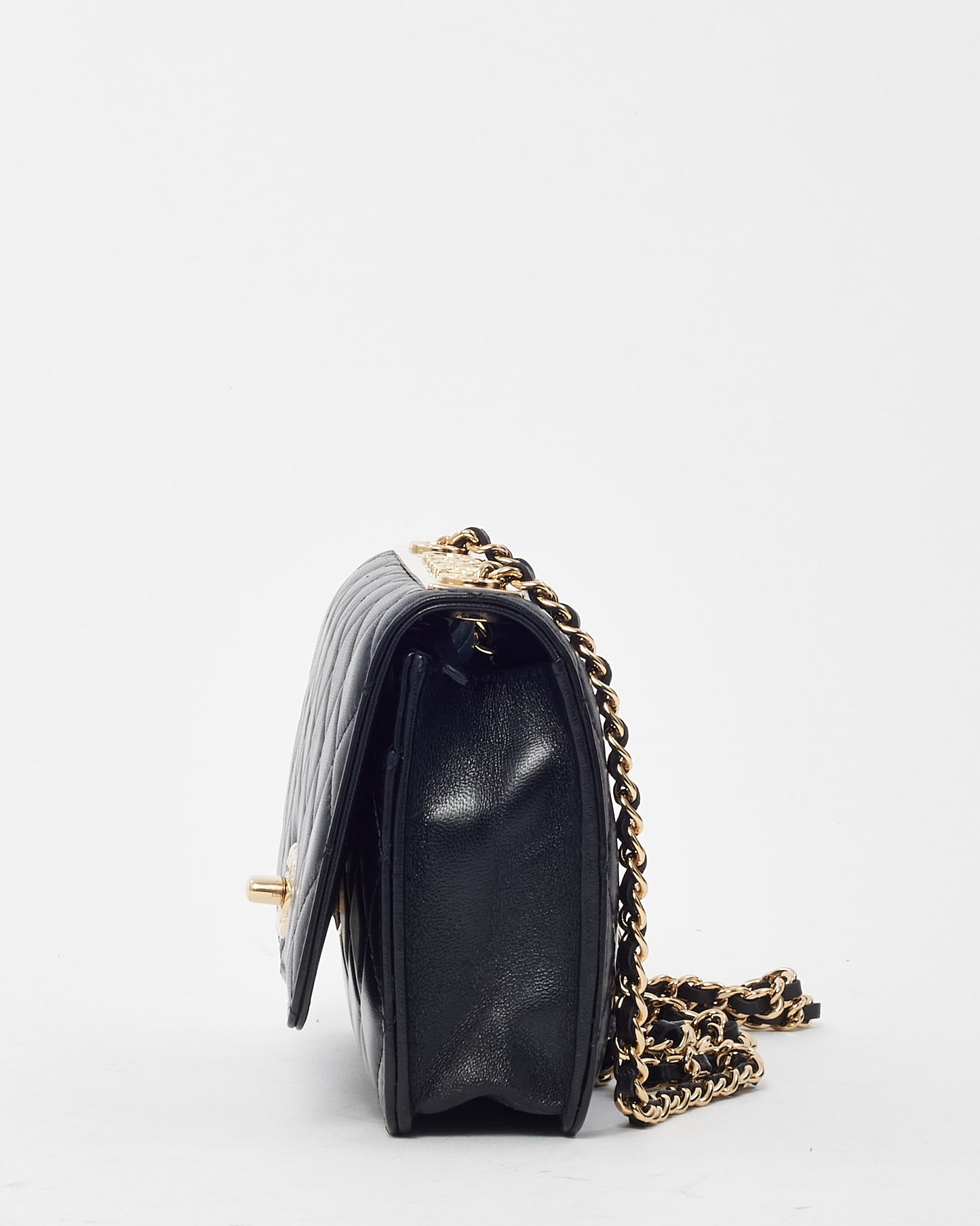 Chanel Black Lambskin Quilted Leather Trendy WOC Wallet on Chain Crossbody Bag GHW