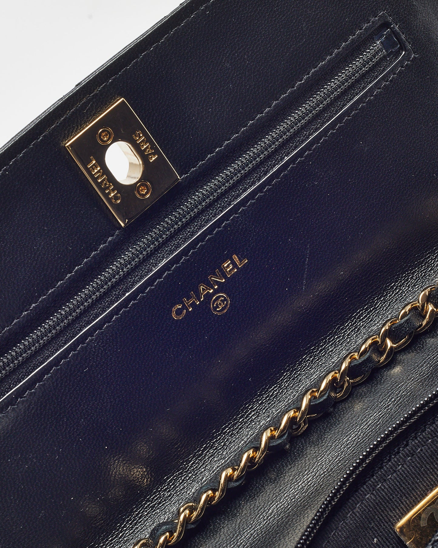 Chanel Black Lambskin Quilted Leather Trendy WOC Wallet on Chain Crossbody Bag GHW