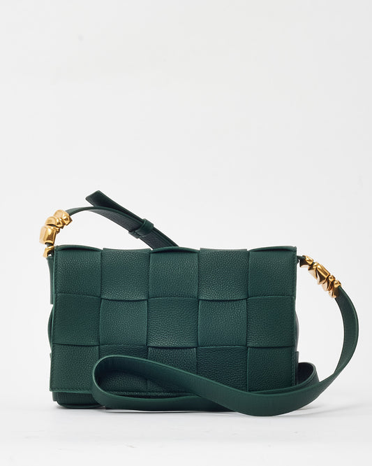 Bottega Veneta Green Intrecciato Leather Gold Accents Casette Bag