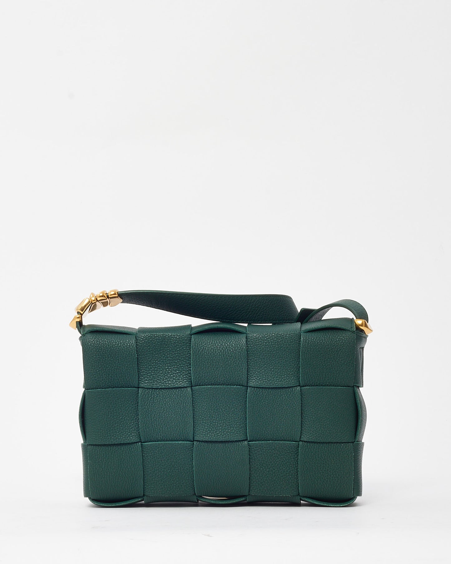 Bottega Veneta Green Intrecciato Leather Gold Accents Casette Bag