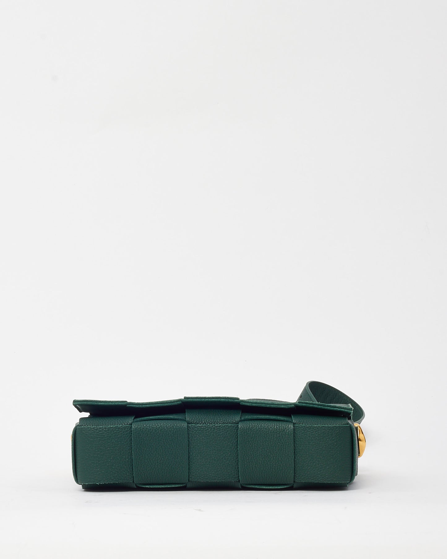 Bottega Veneta Green Intrecciato Leather Gold Accents Casette Bag