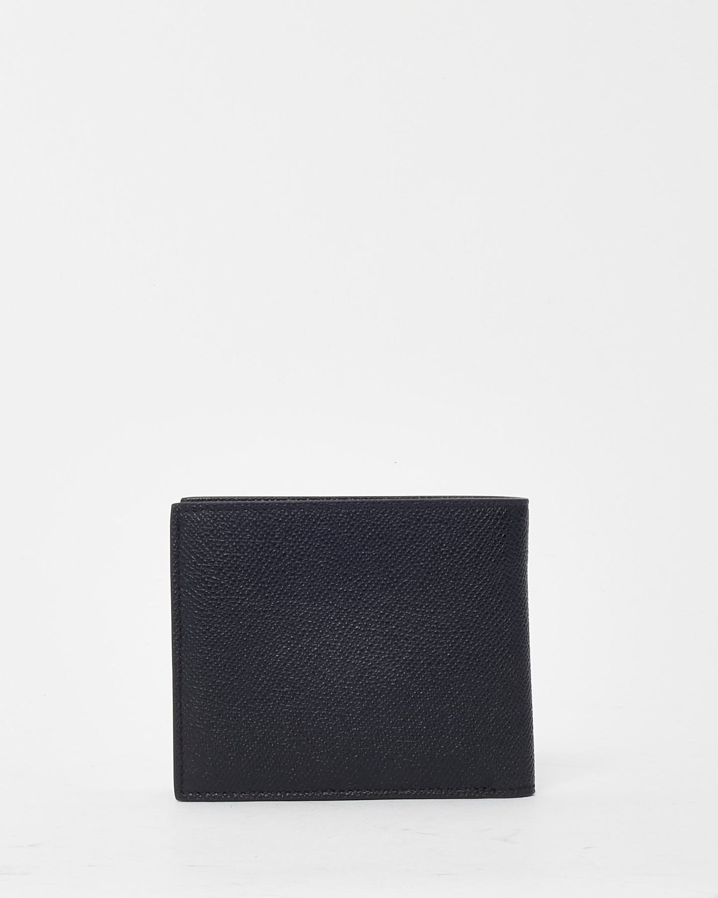 Tom Ford Black Grained Leather Small TF Logo Bi-Fold Wallet