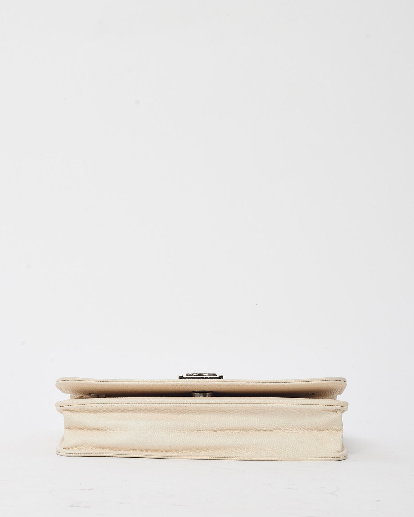 Chanel White Caviar Leather Boy WOC Wallet on Chain Crossbody Bag SHW