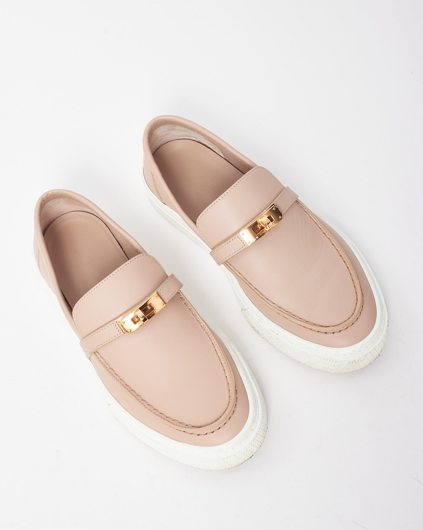 Hermès Pink Beige Nude Kelly RGH Buckle Game Slip-On Sneakers - 38.5