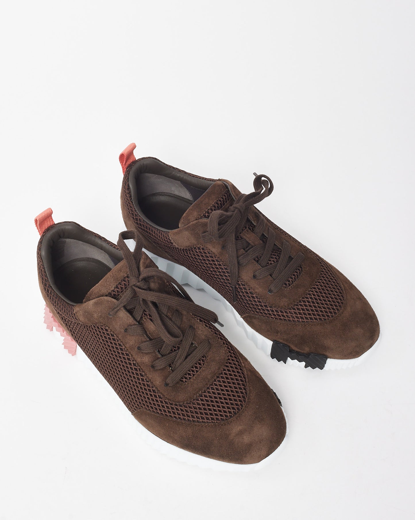 Hermès Women's Brown Suede Pink H Bouncing Sneakers - 41