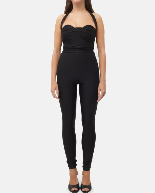 Saint Laurent Black Stretch Halter Bustier Jumpsuit - T1/36-38/Small