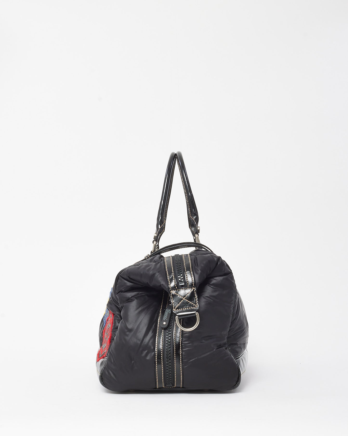 Gucci Black Nylon Logo Patches Duffle Bag
