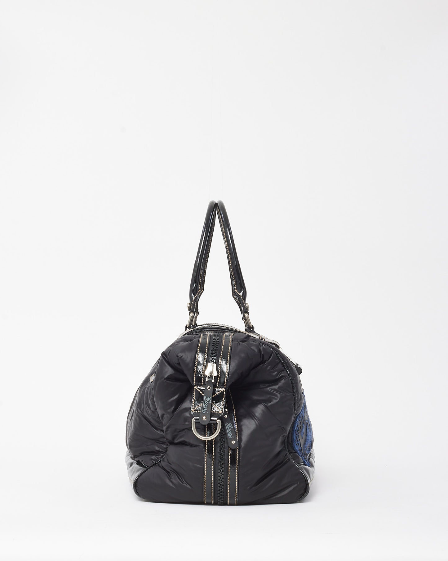 Gucci Black Nylon Logo Patches Duffle Bag