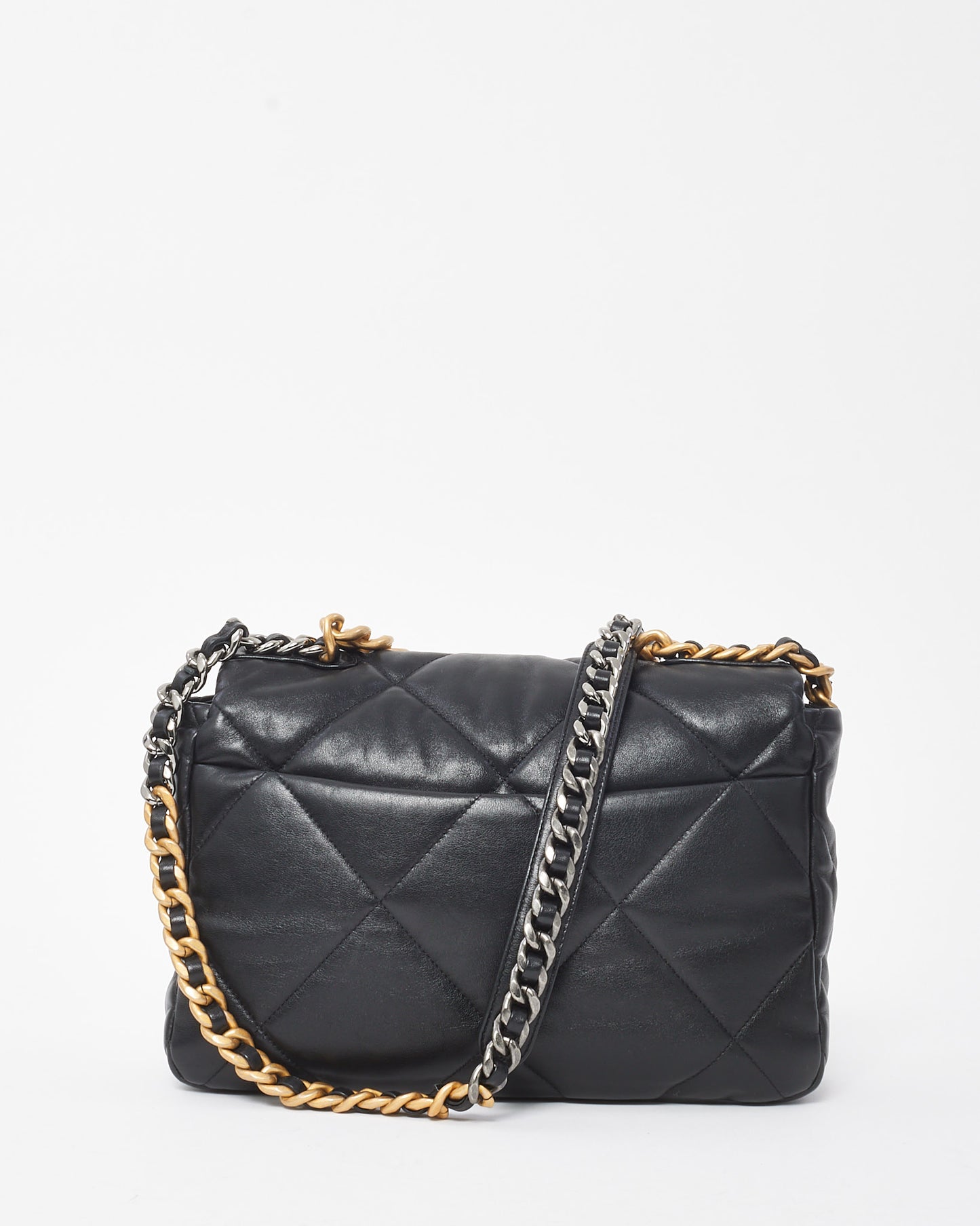 Chanel Black Quilted Shiny Lambskin Leather Large Chanel 19 Bag
