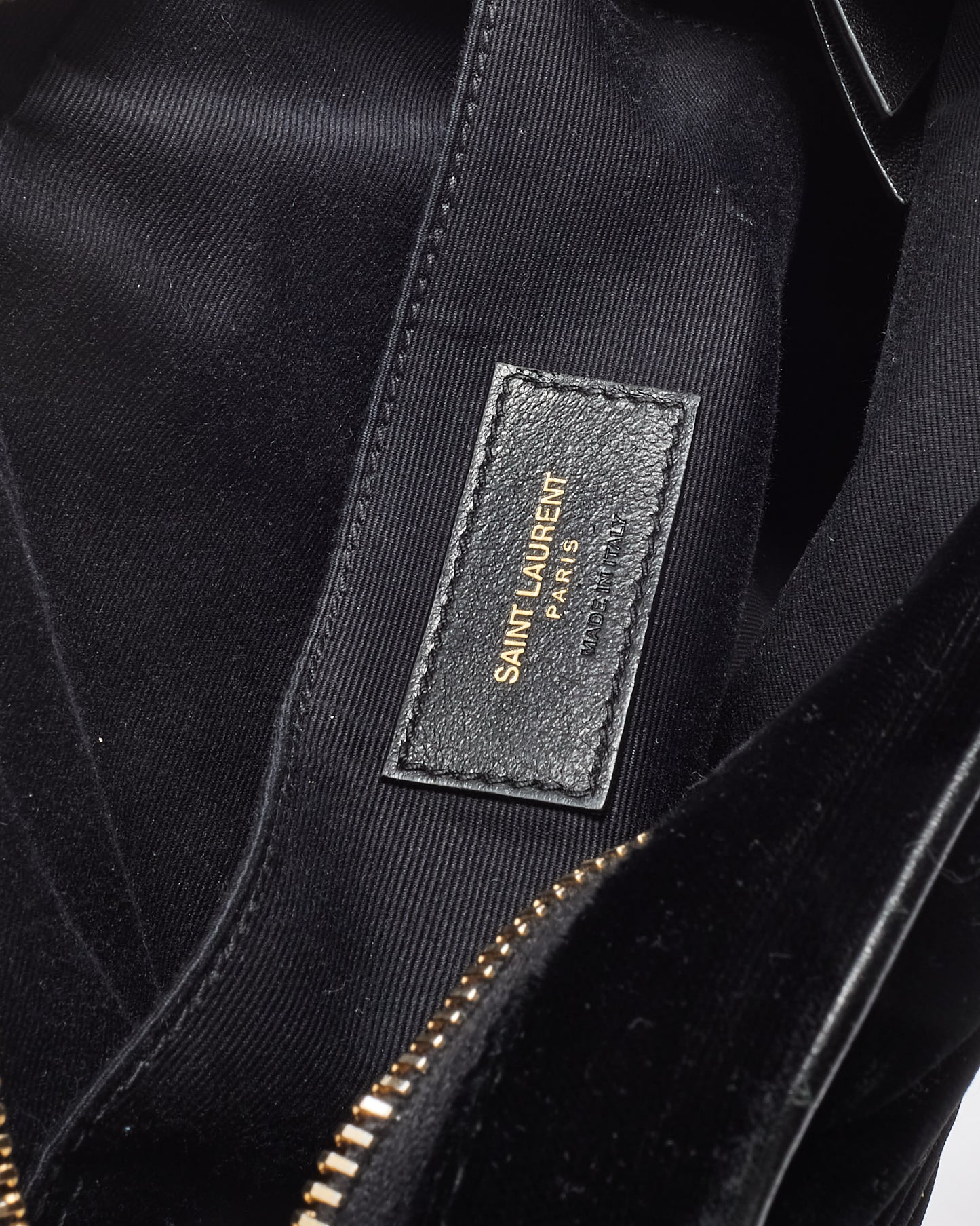 Saint Laurent Black Chevron Velvet YSL Lou Tassel Camera Crossbody Bag