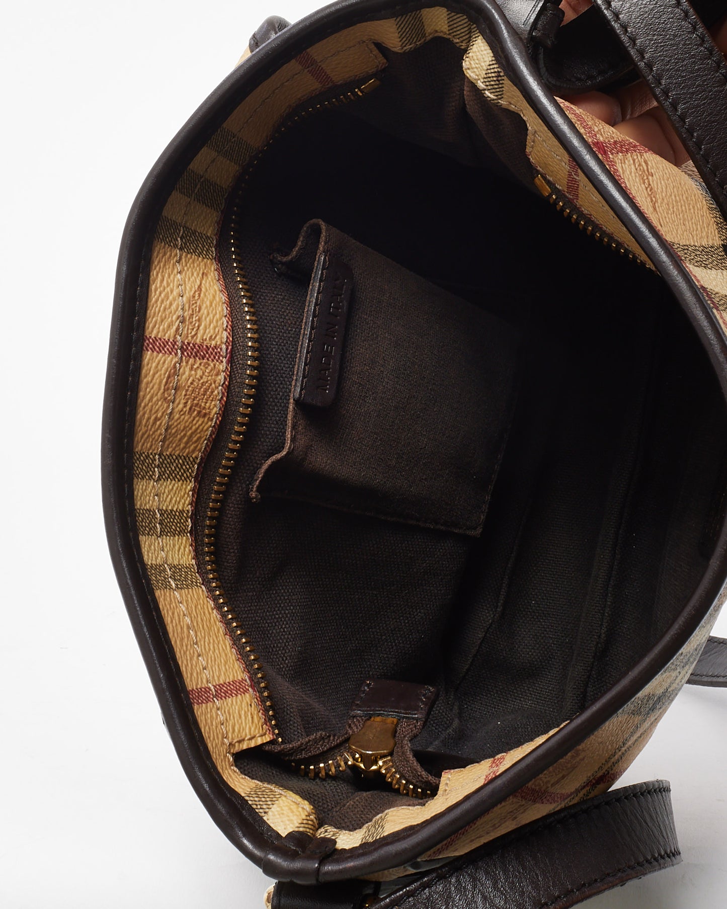 Burberry Beige Haymarket Check Coated Canvas Ganton Satchel Crossbody Bag