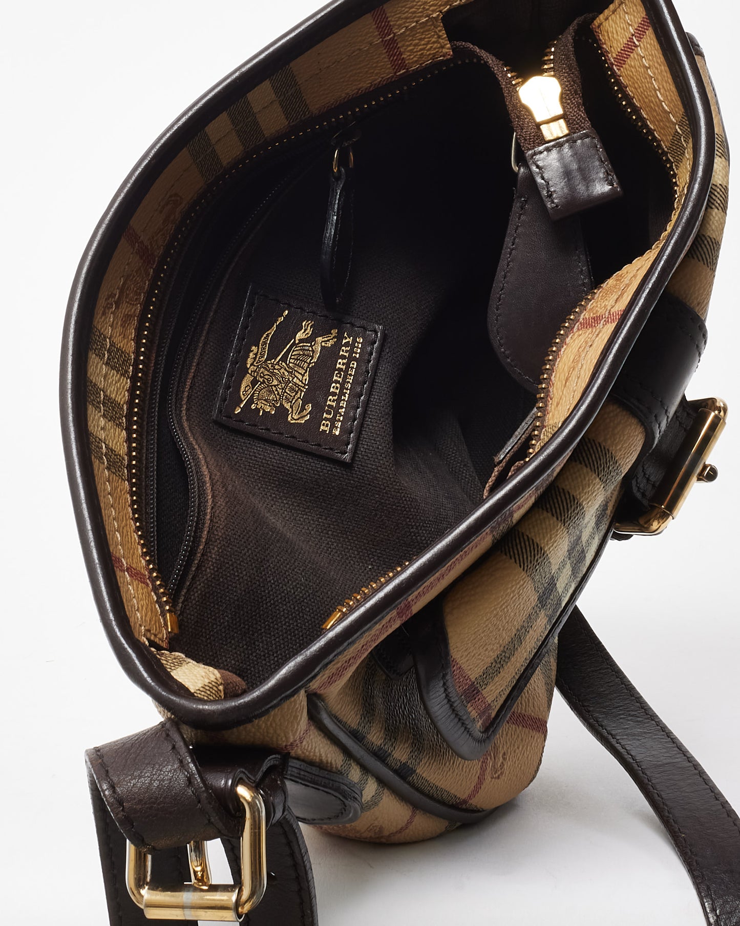 Burberry Beige Haymarket Check Coated Canvas Ganton Satchel Crossbody Bag