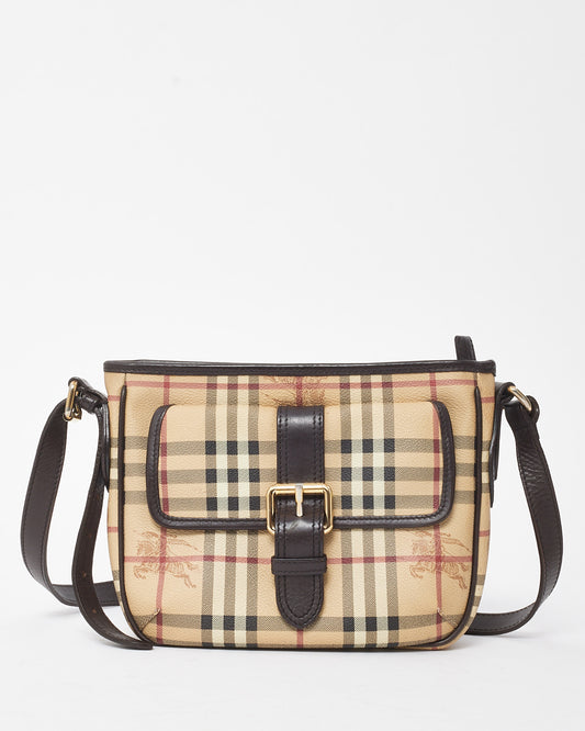Burberry Beige Haymarket Check Coated Canvas Ganton Satchel Crossbody Bag