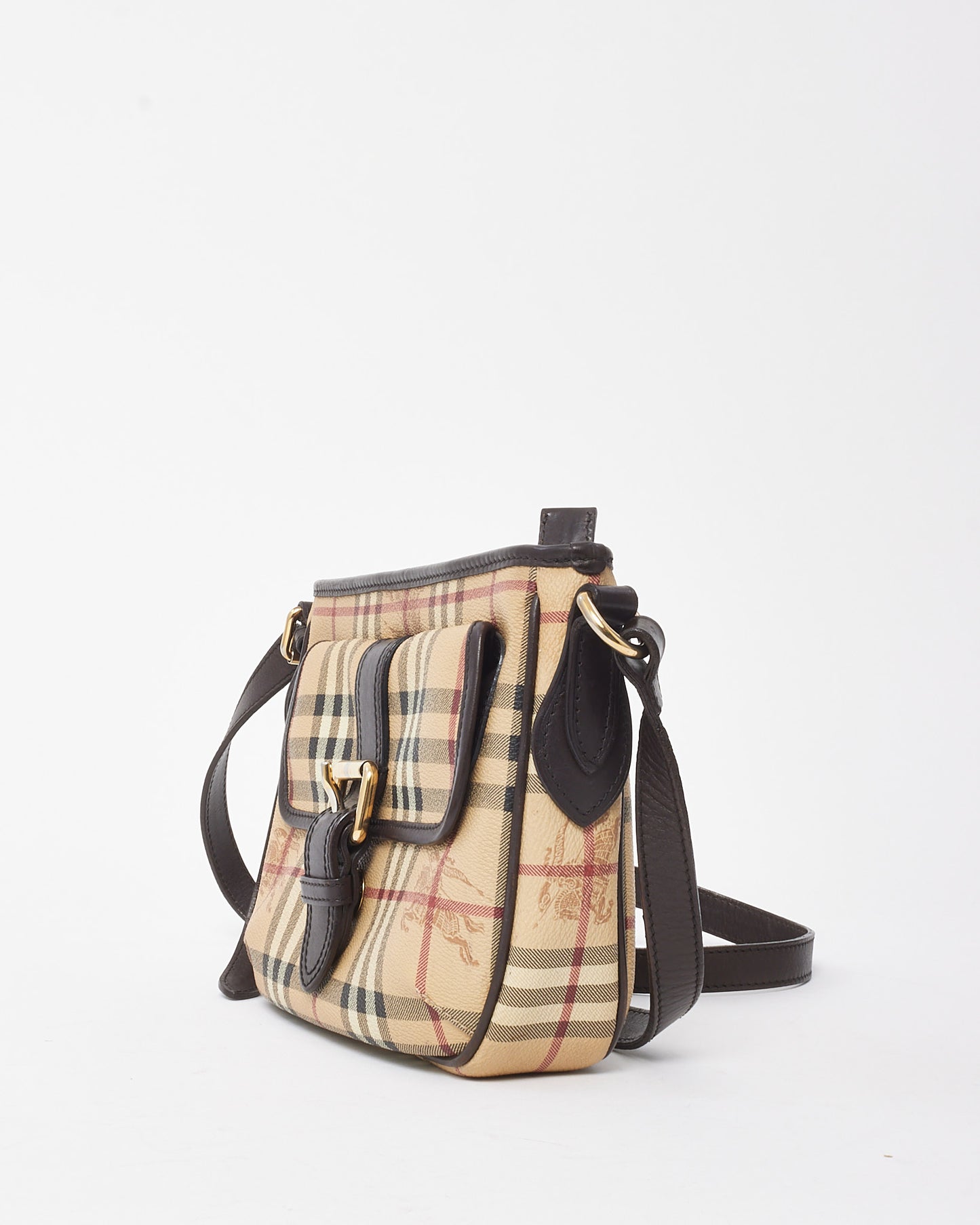 Burberry Beige Haymarket Check Coated Canvas Ganton Satchel Crossbody Bag