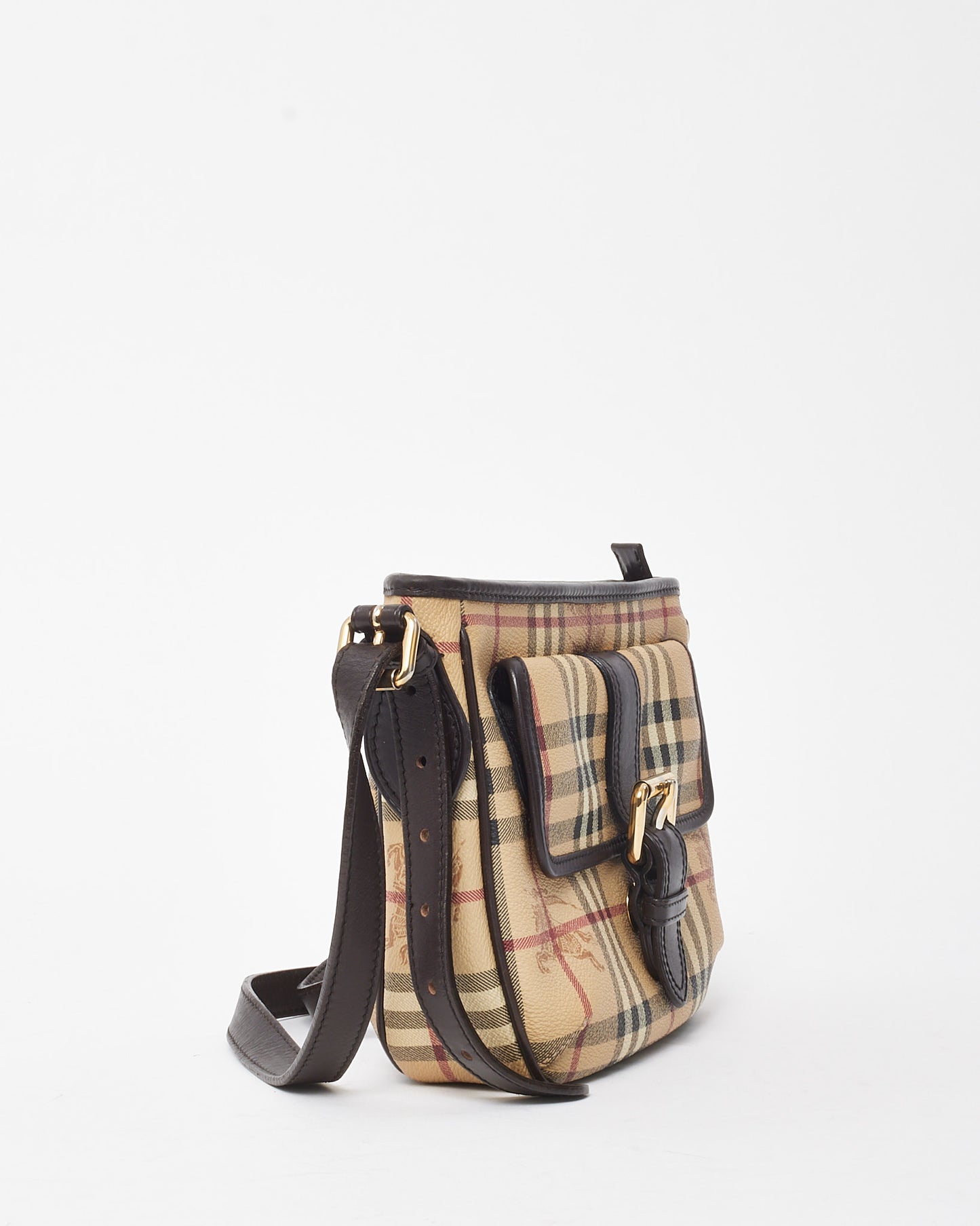 Burberry Beige Haymarket Check Coated Canvas Ganton Satchel Crossbody Bag