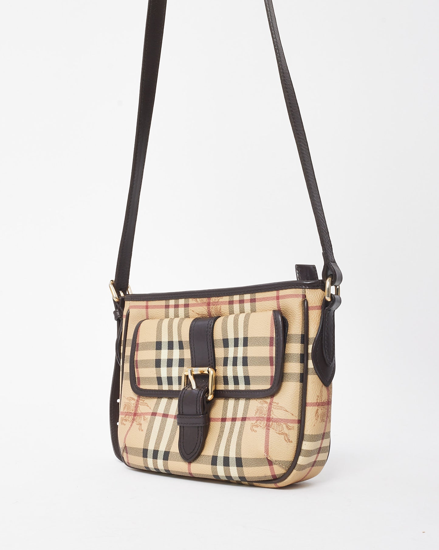 Burberry Beige Haymarket Check Coated Canvas Ganton Satchel Crossbody Bag