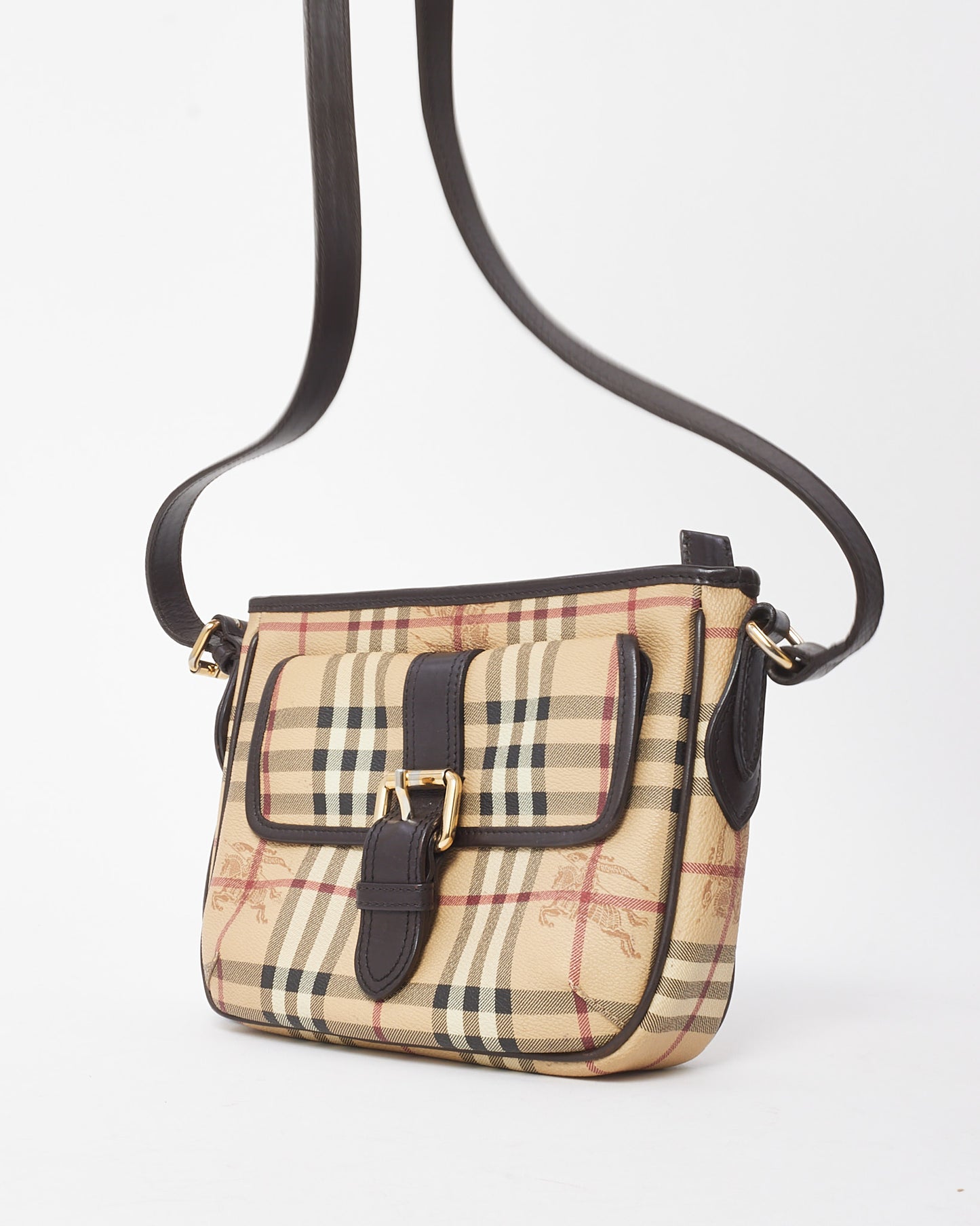 Burberry Beige Haymarket Check Coated Canvas Ganton Satchel Crossbody Bag