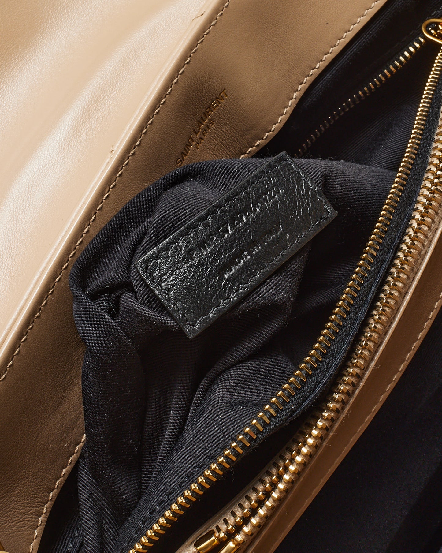 Saint Laurent Beige Chevron Leather Medium Loulou Shoulder Bag GHW