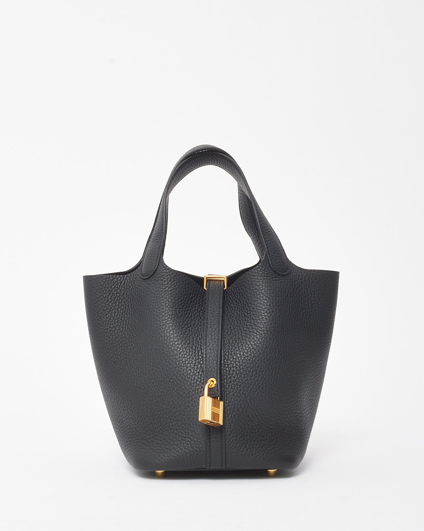 Hermès Black Clemence Leather Picotin 18 Bag GHW