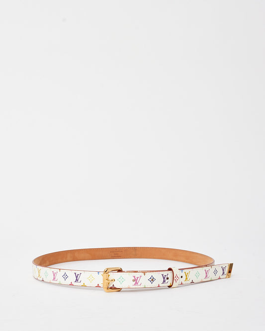 Louis Vuitton Murakami White Monogram Multicolor Gold Buckle Belt - 90/36