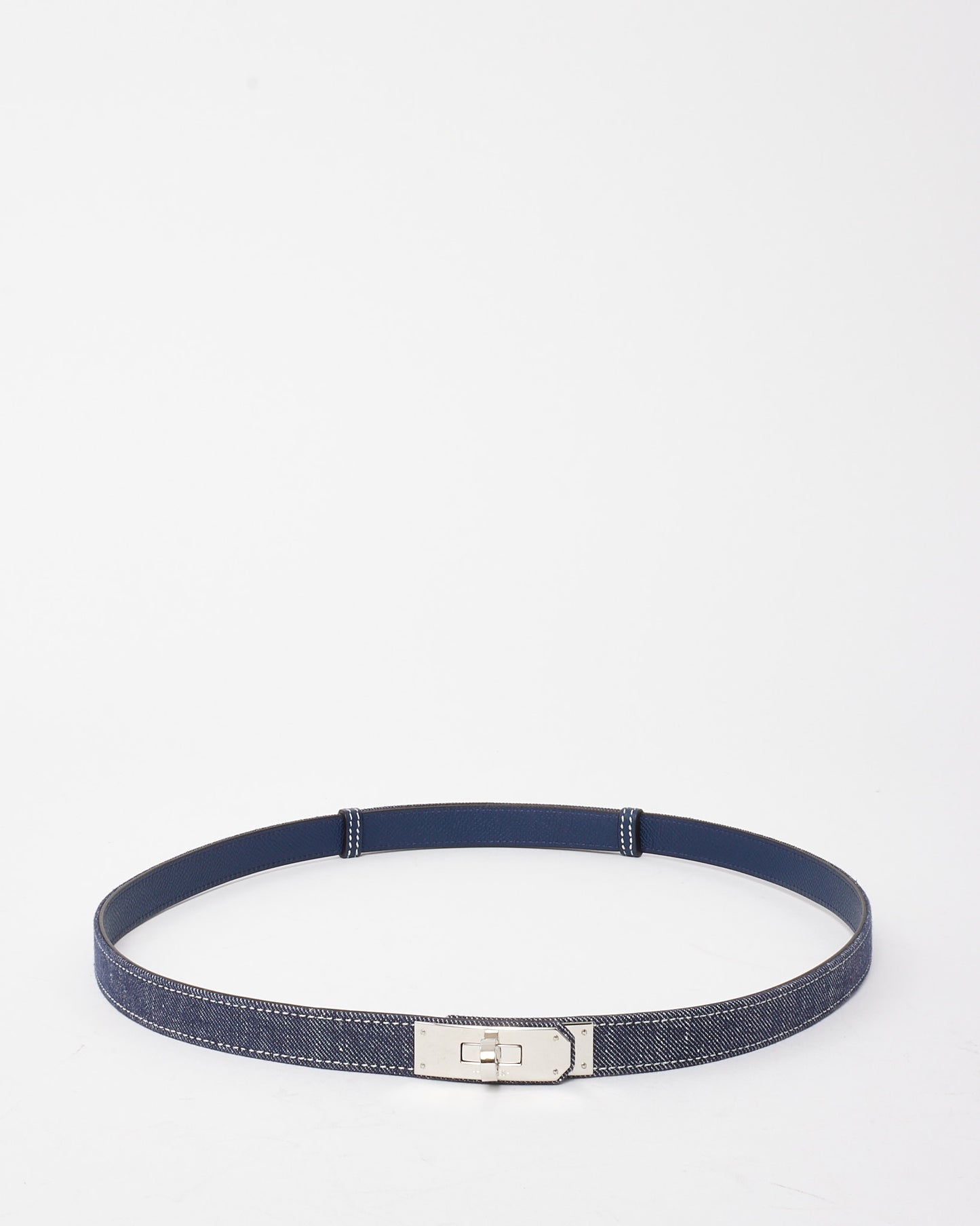Hermès Blue "Bleu Indigo/Blanc/Bleu Navy" Kelly Jean 18 Belt PHW