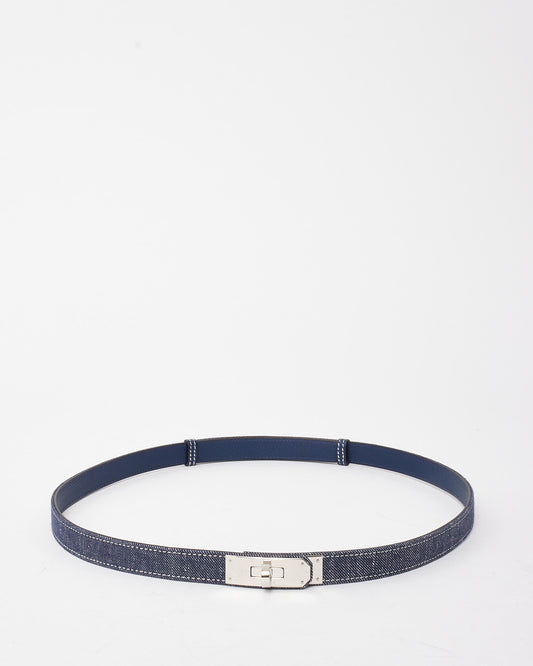 Hermès Blue "Bleu Indigo/Blanc/Bleu Navy" Kelly Jean 18 Belt PHW