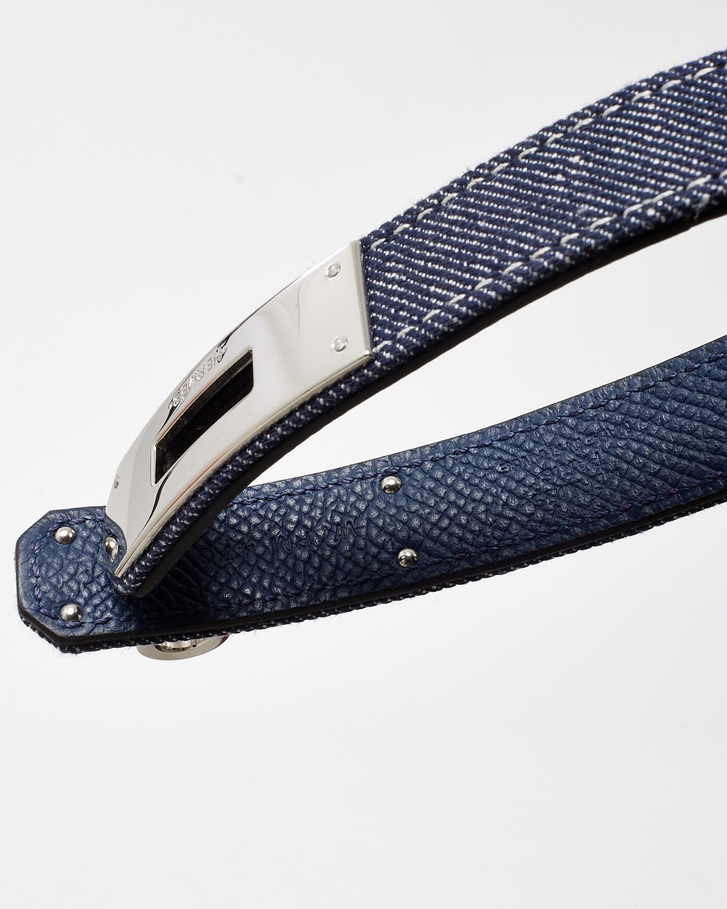 Hermès Blue "Bleu Indigo/Blanc/Bleu Navy" Kelly Jean 18 Belt PHW