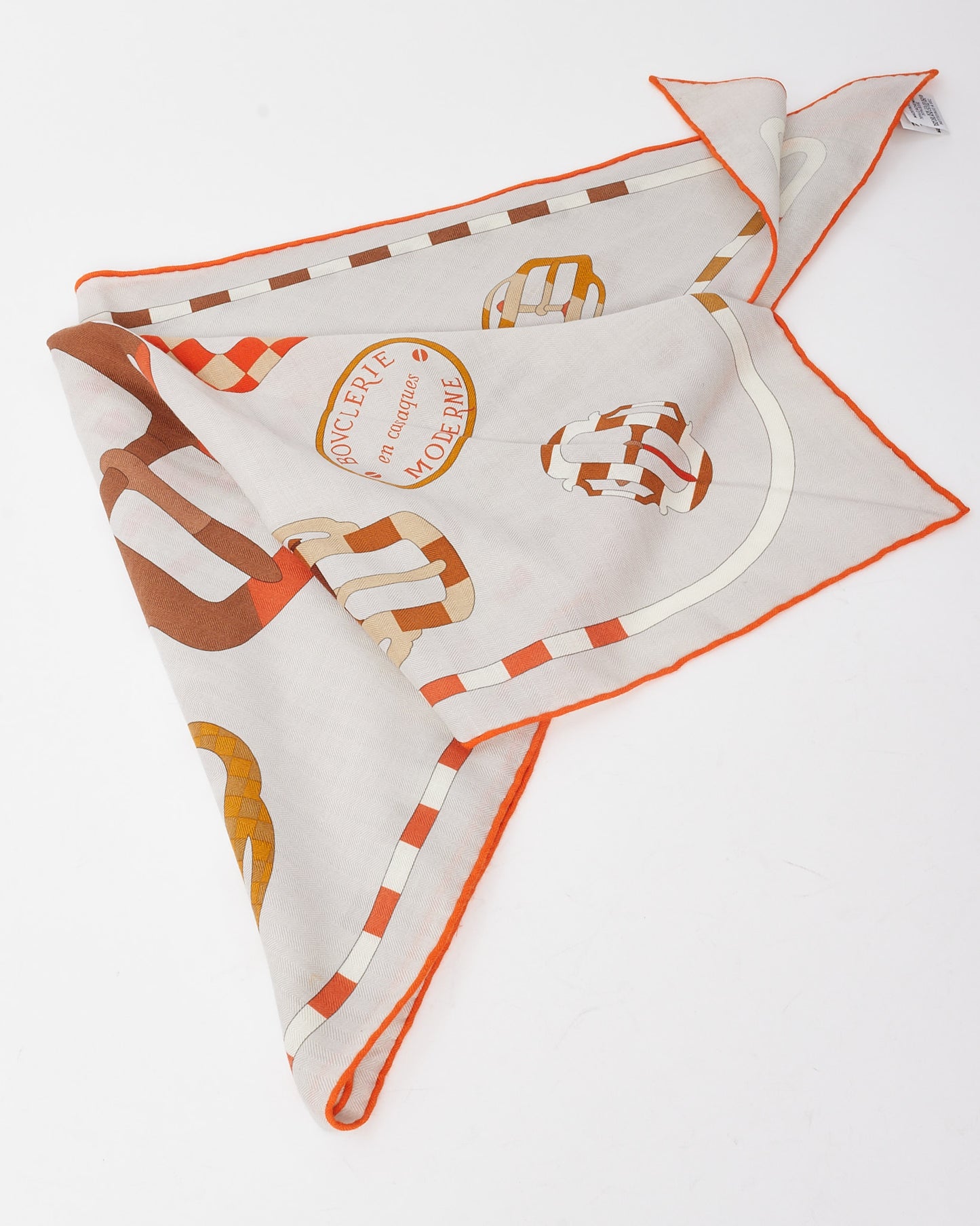 Hermès Grey/Orange/Multi Cashmere and Silk Bouclerie Moderne en Casaques Giant Triangle Scarf
